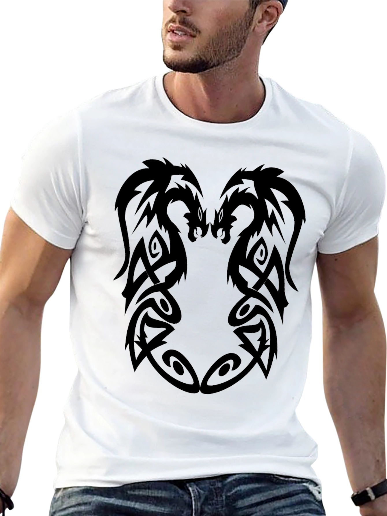 Tribal Dragon Graphic Black T-Shirt