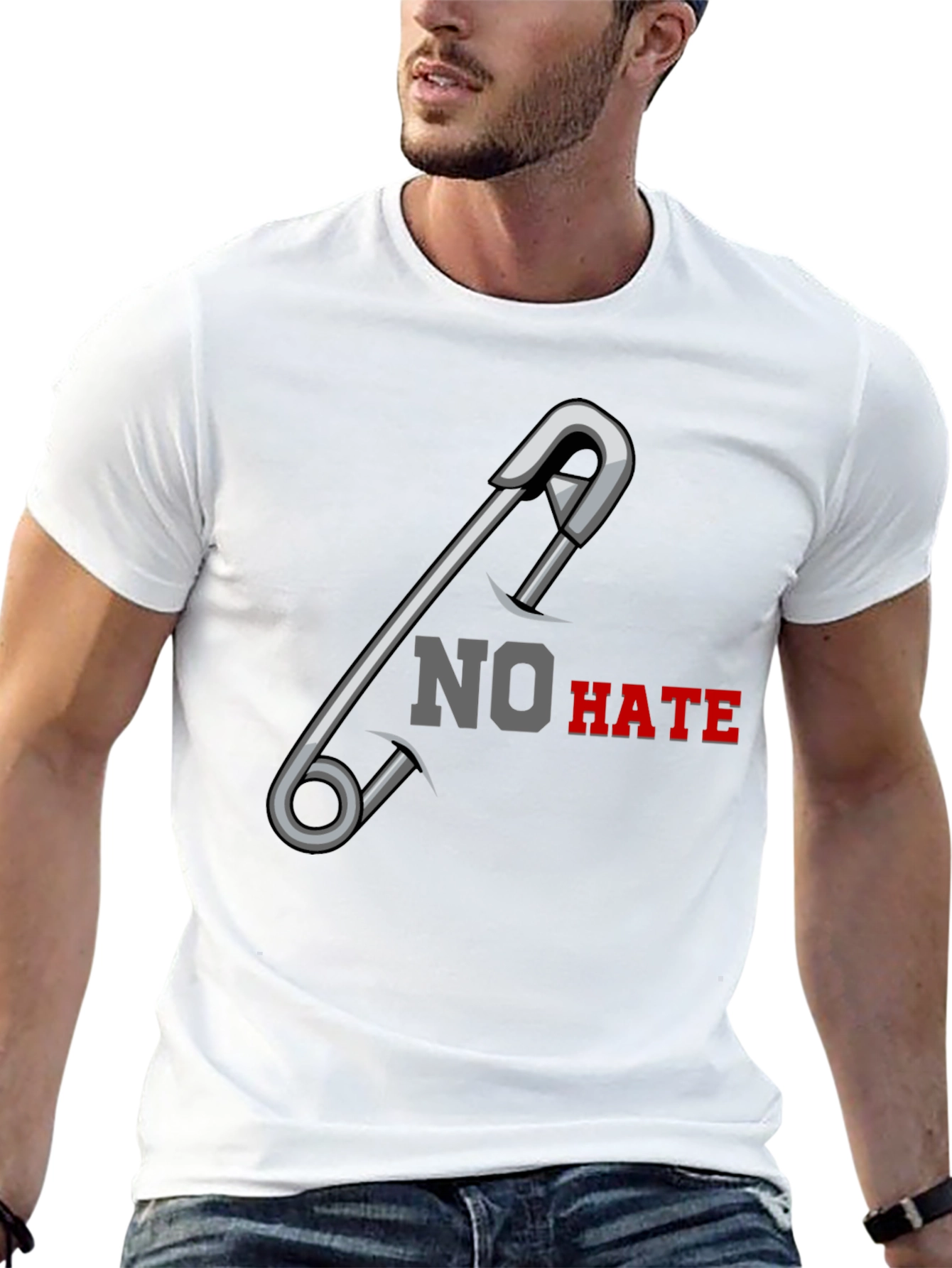 No Hate Safety Pin Graphic T-Shirt