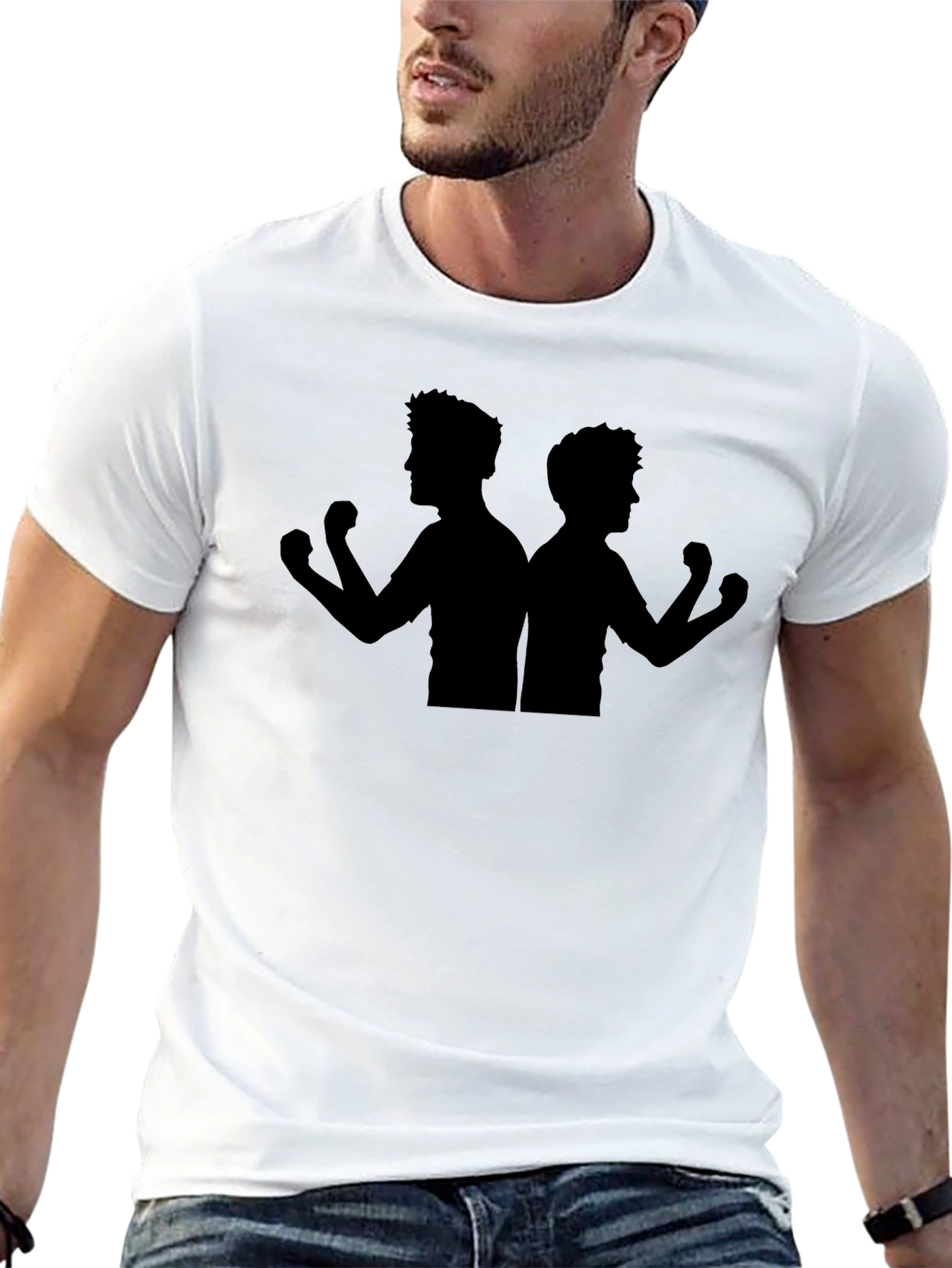 Black Silhouette Flexing Men T-Shirt