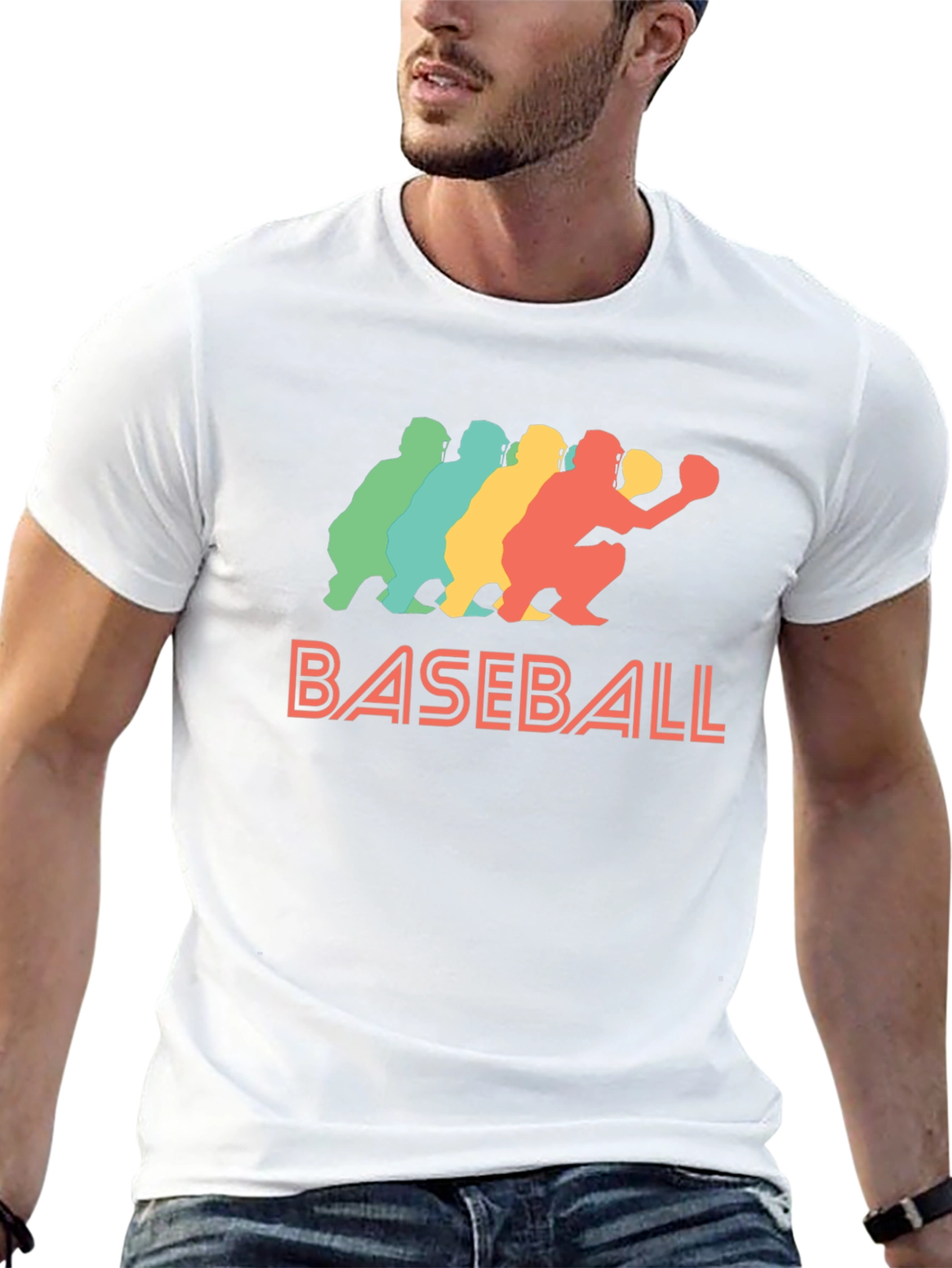 Retro Baseball Catcher Graphic Tee