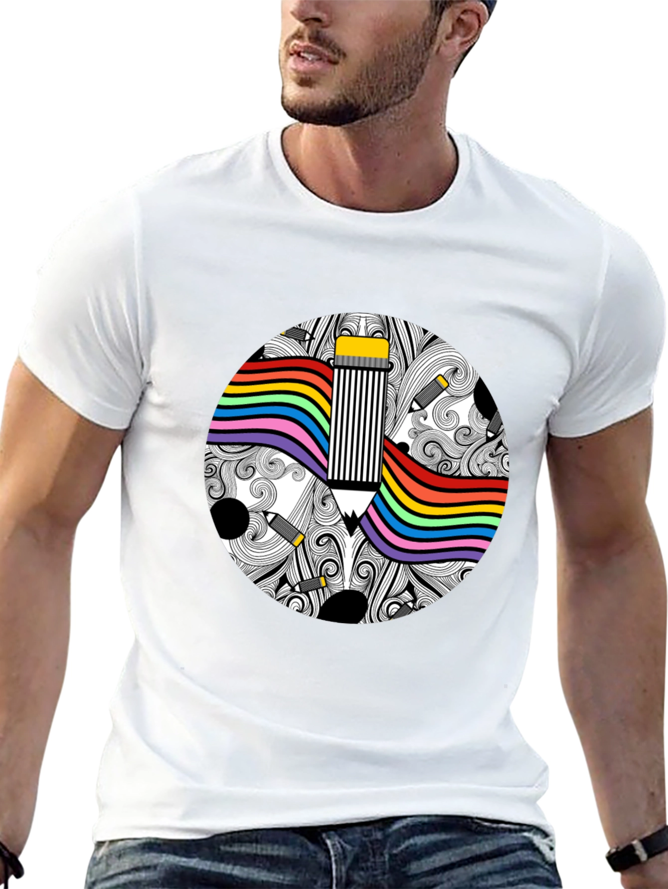 Rainbow Pride Pencil Graphic Tee - Unisex