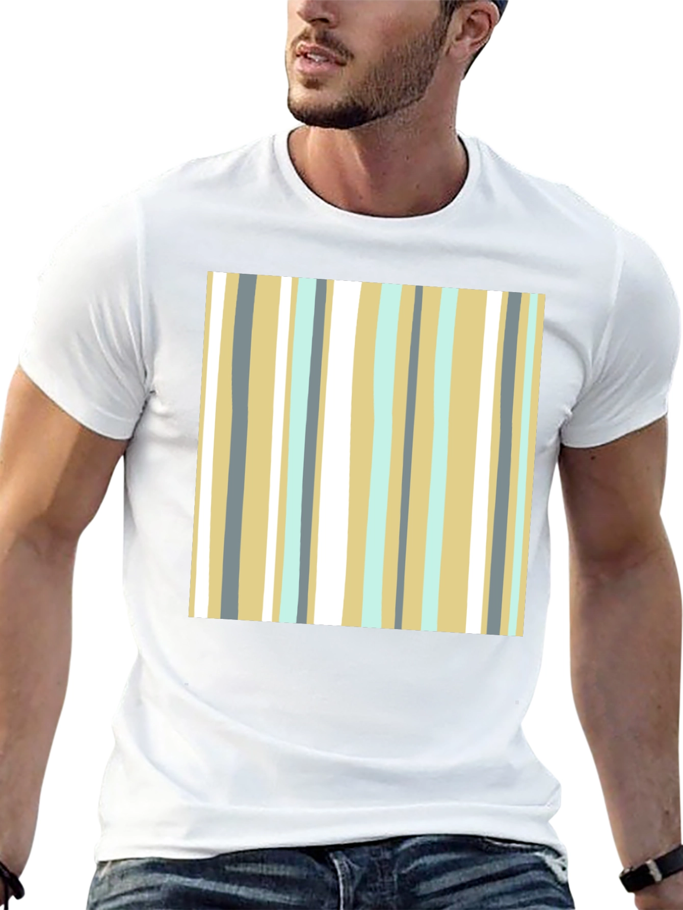 Striped Pattern Black T-Shirt