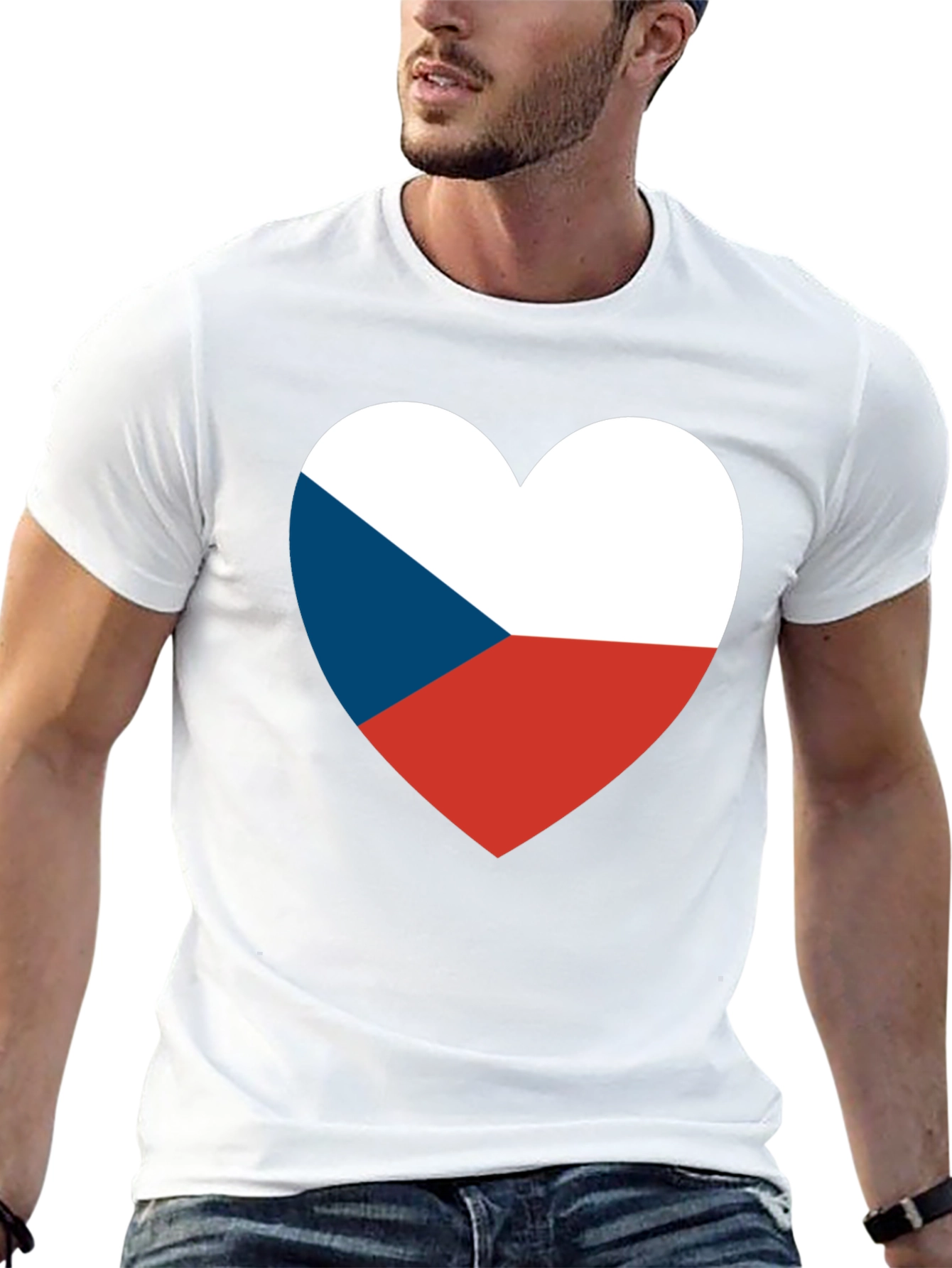 Czech Republic Flag Heart T-Shirt - Black
