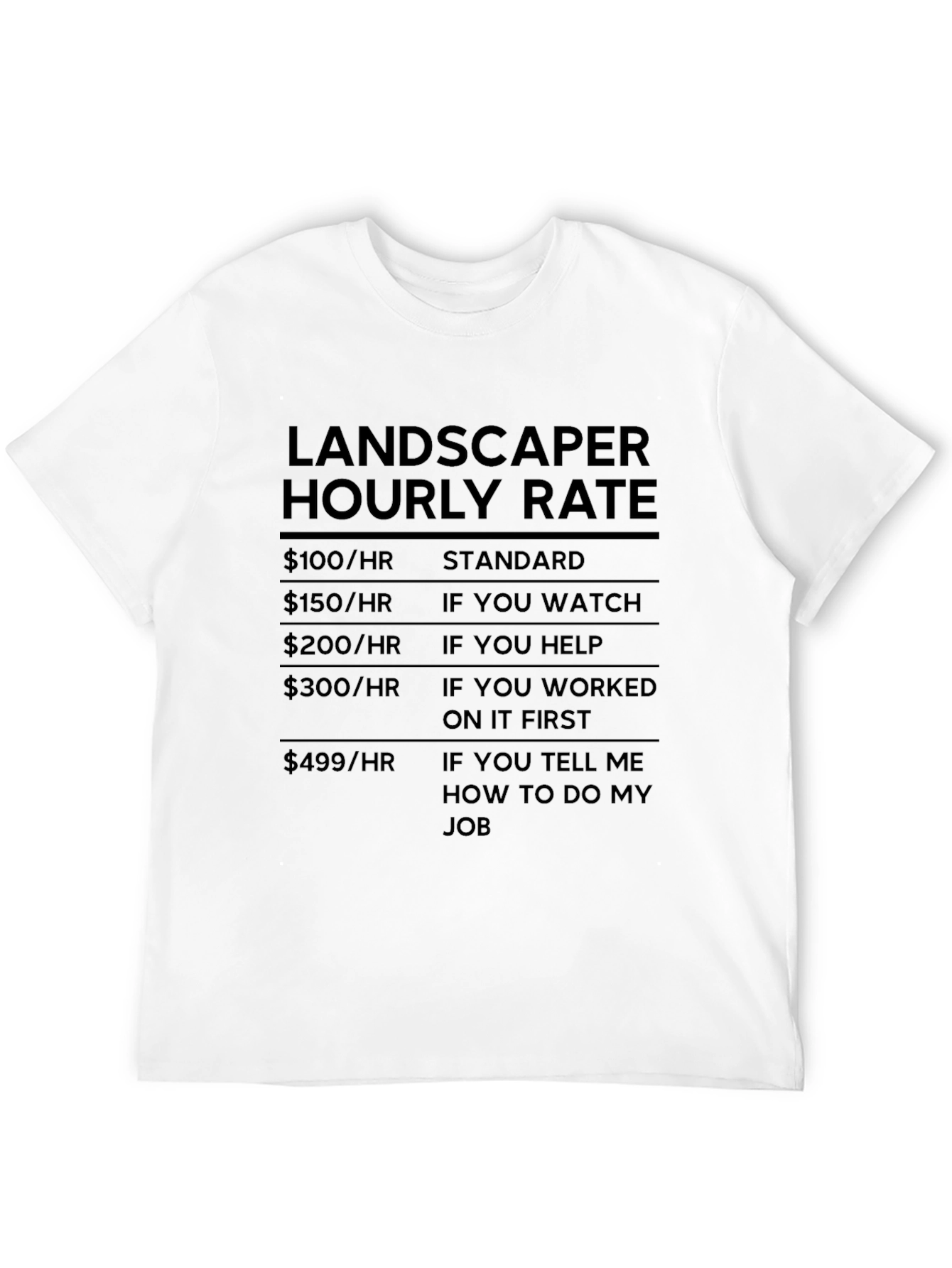 Landscaper Hourly Rate Funny Graphic Tee
