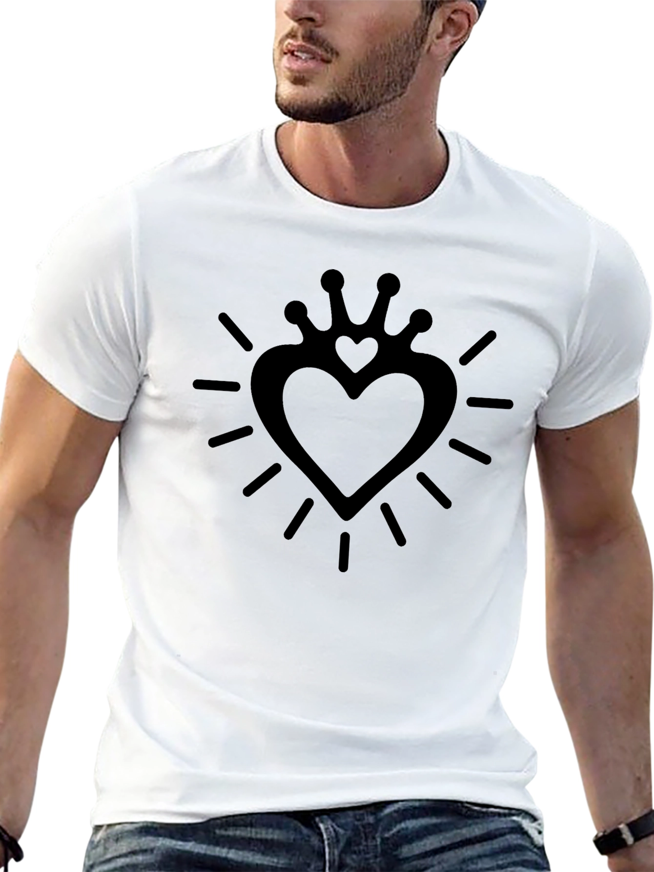 Heart Crown Graphic Black T-Shirt