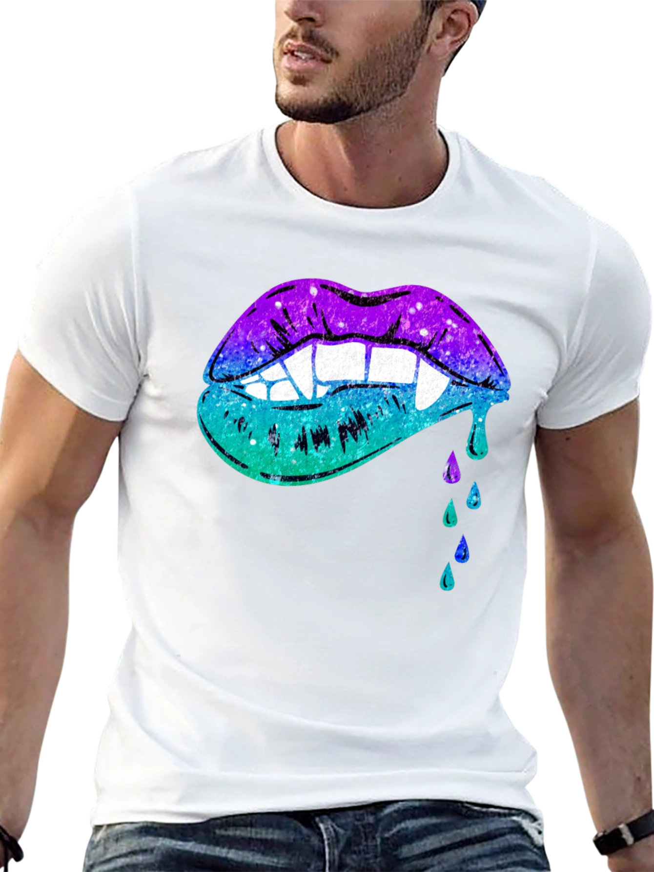 Galaxy Vampire Lips Black T-Shirt