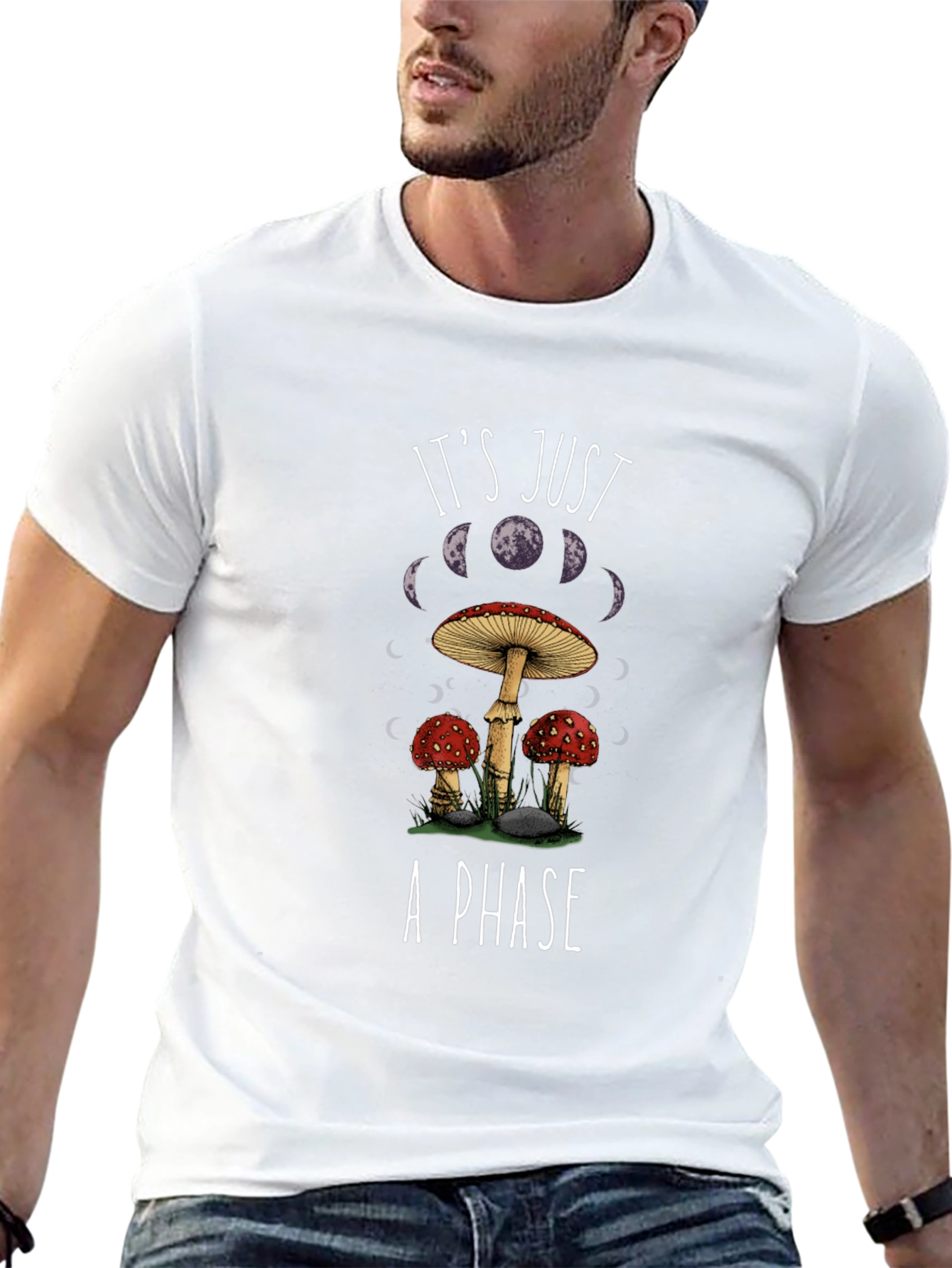 Mushroom Moon Phase Graphic T-Shirt