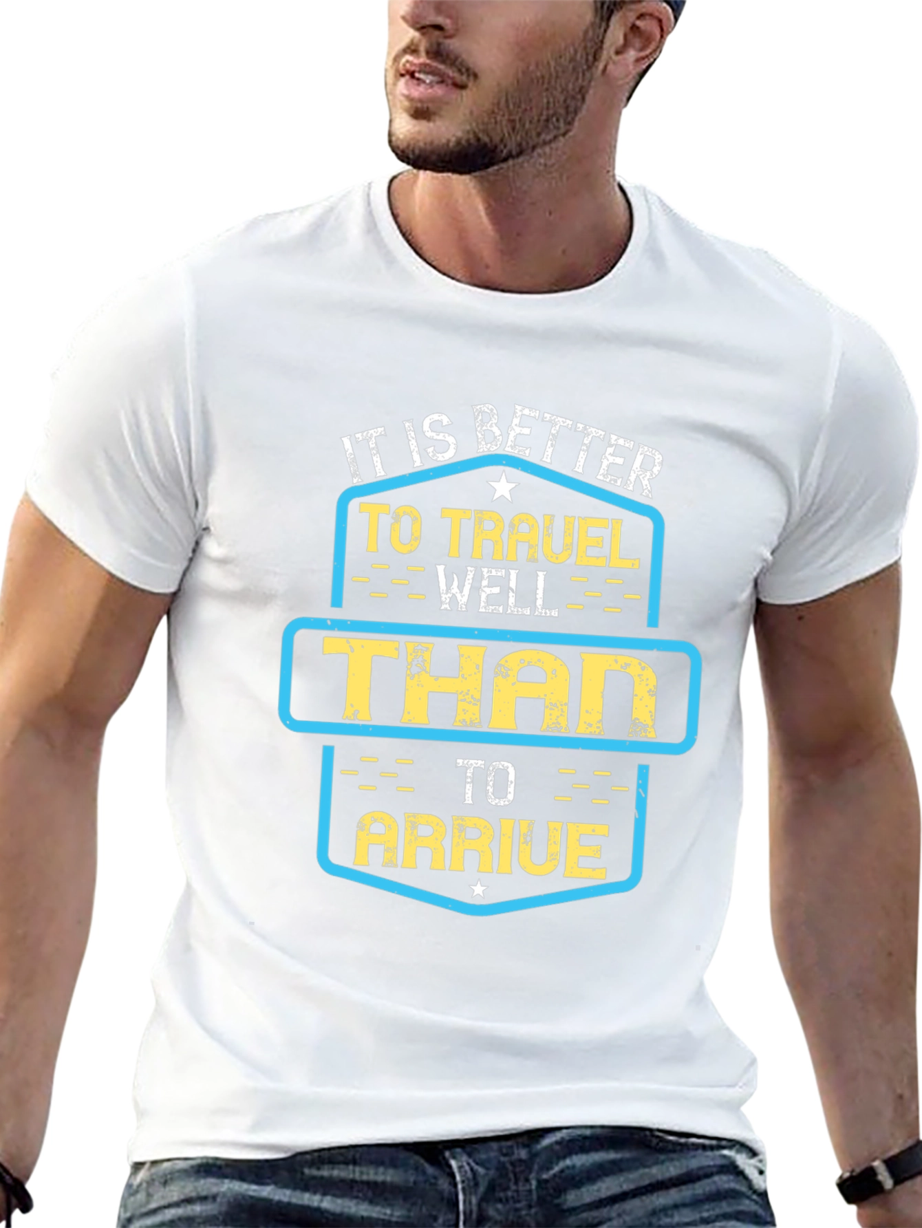 Travel Well Graphic Tee - Black Cotton T-Shirt