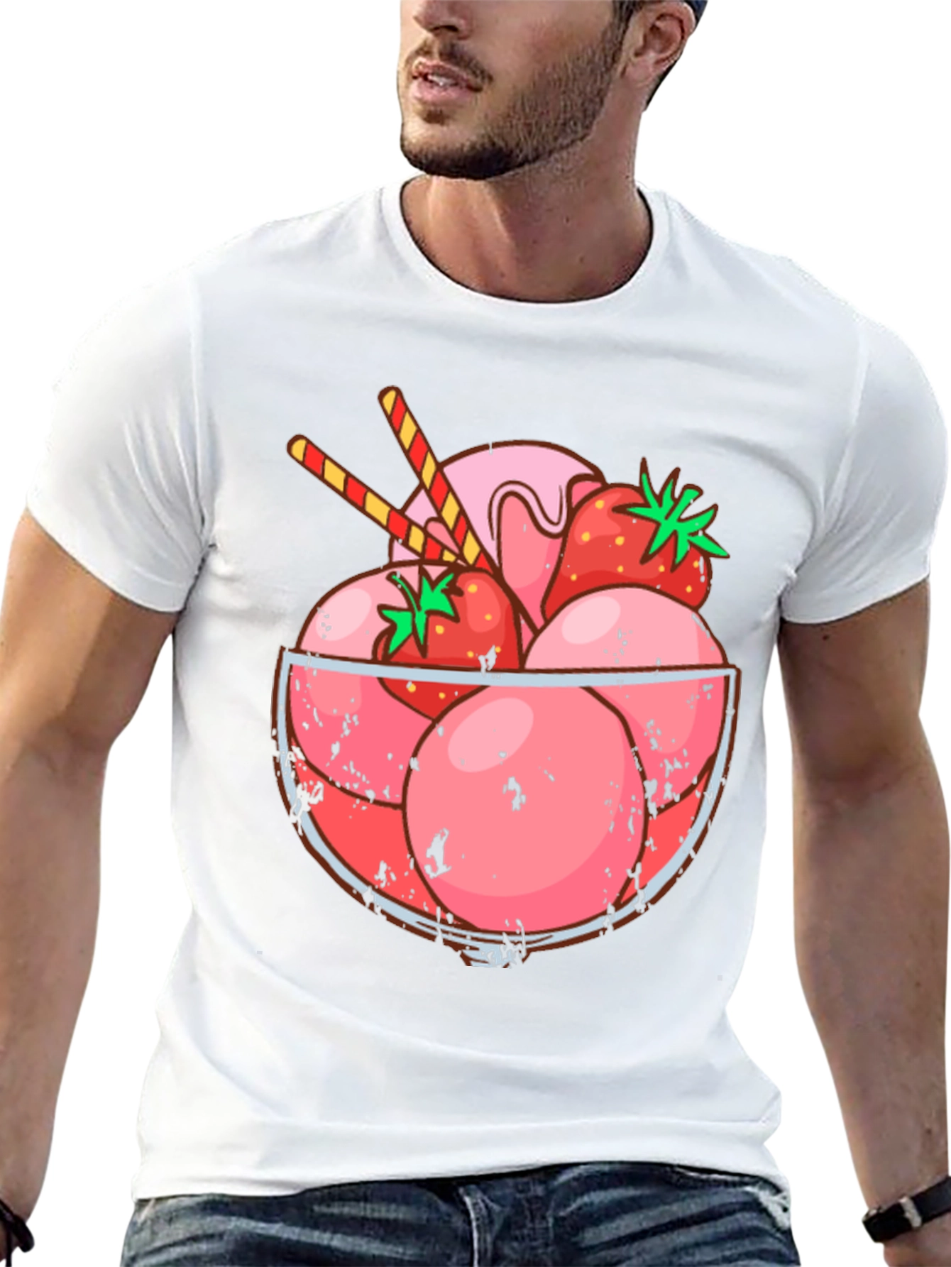Strawberry Ice Cream Bowl Graphic Tee
