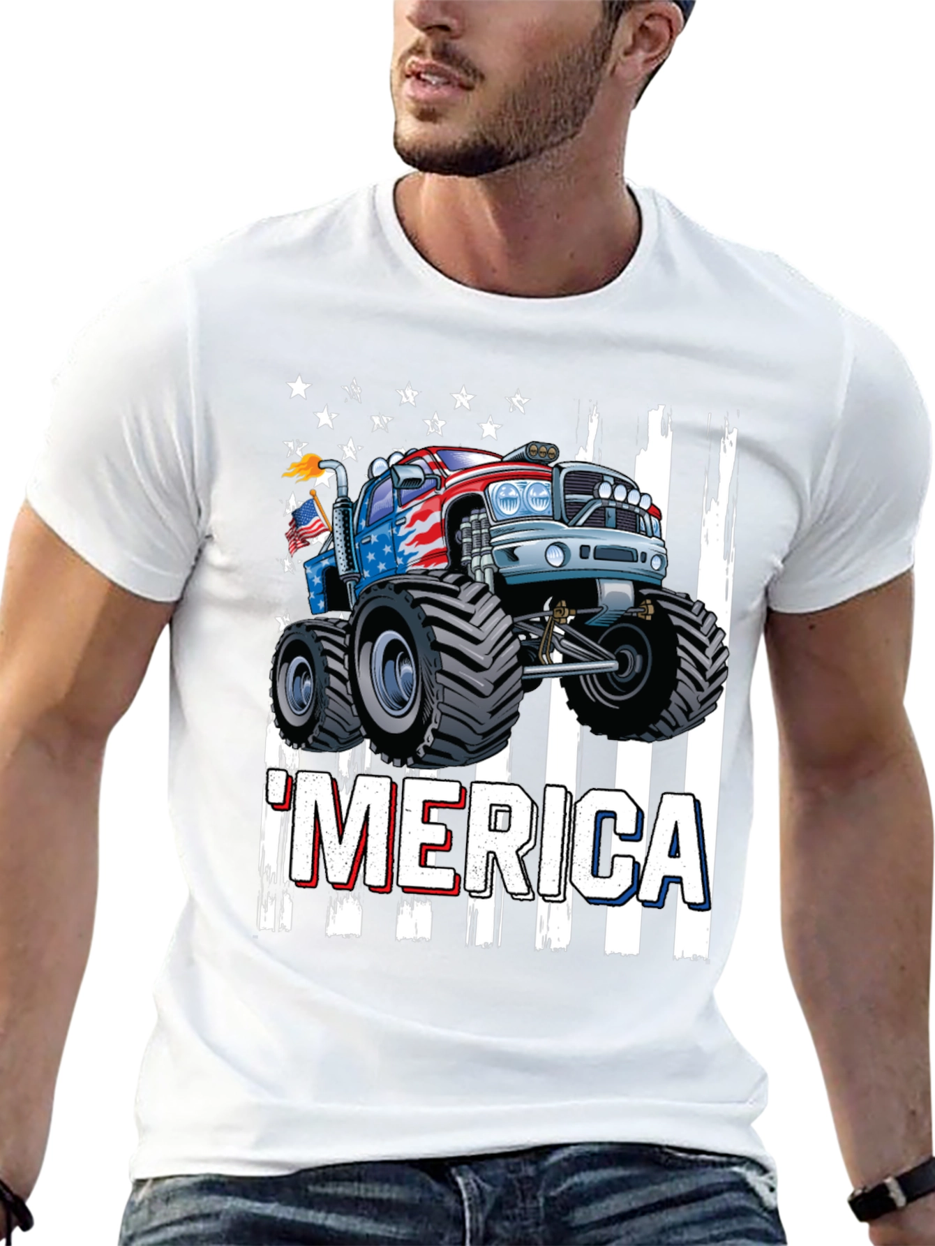 Patriotic Monster Truck Graphic T-Shirt
