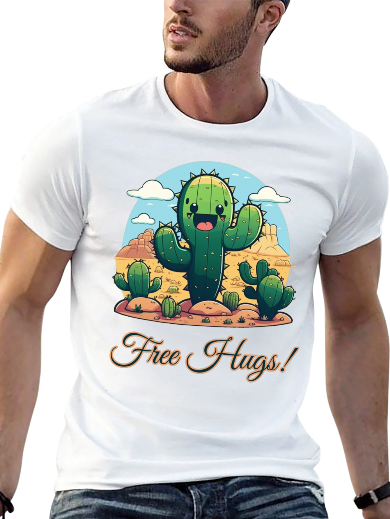 Free Hugs Cactus T-Shirt - Desert Fun!