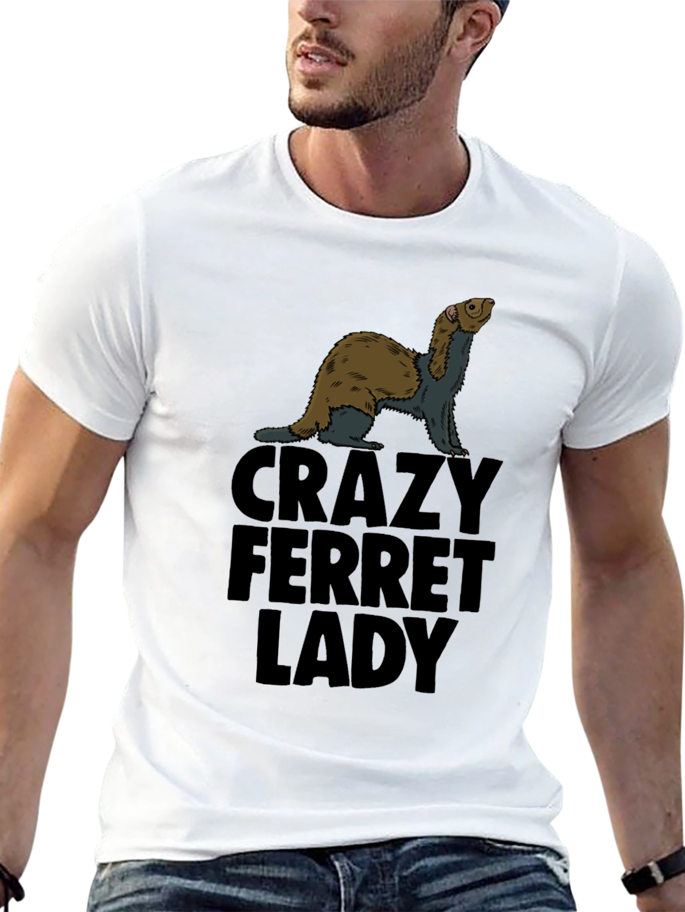Crazy Ferret Lady Black T-Shirt