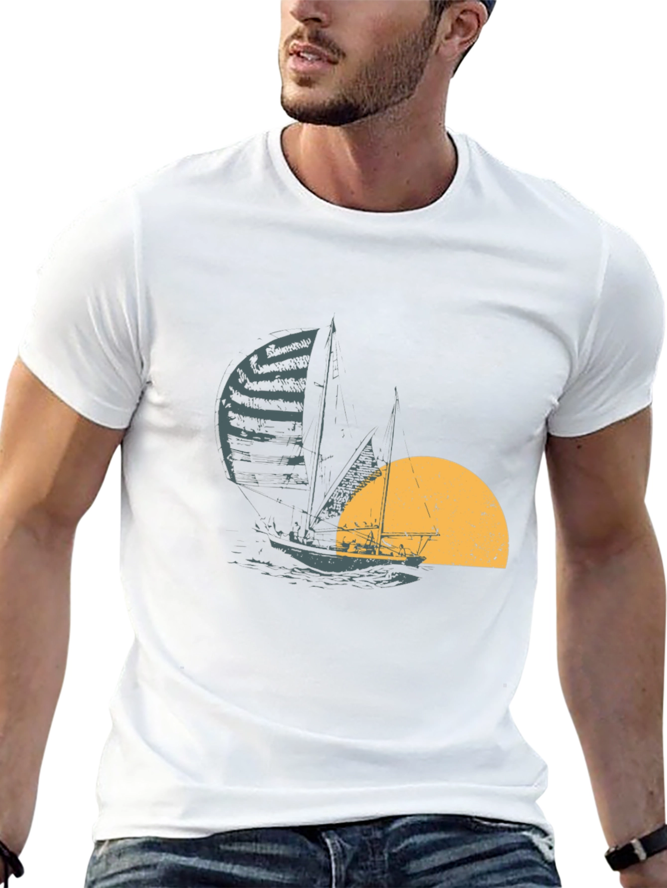 Sailing at Sunset Black T-Shirt