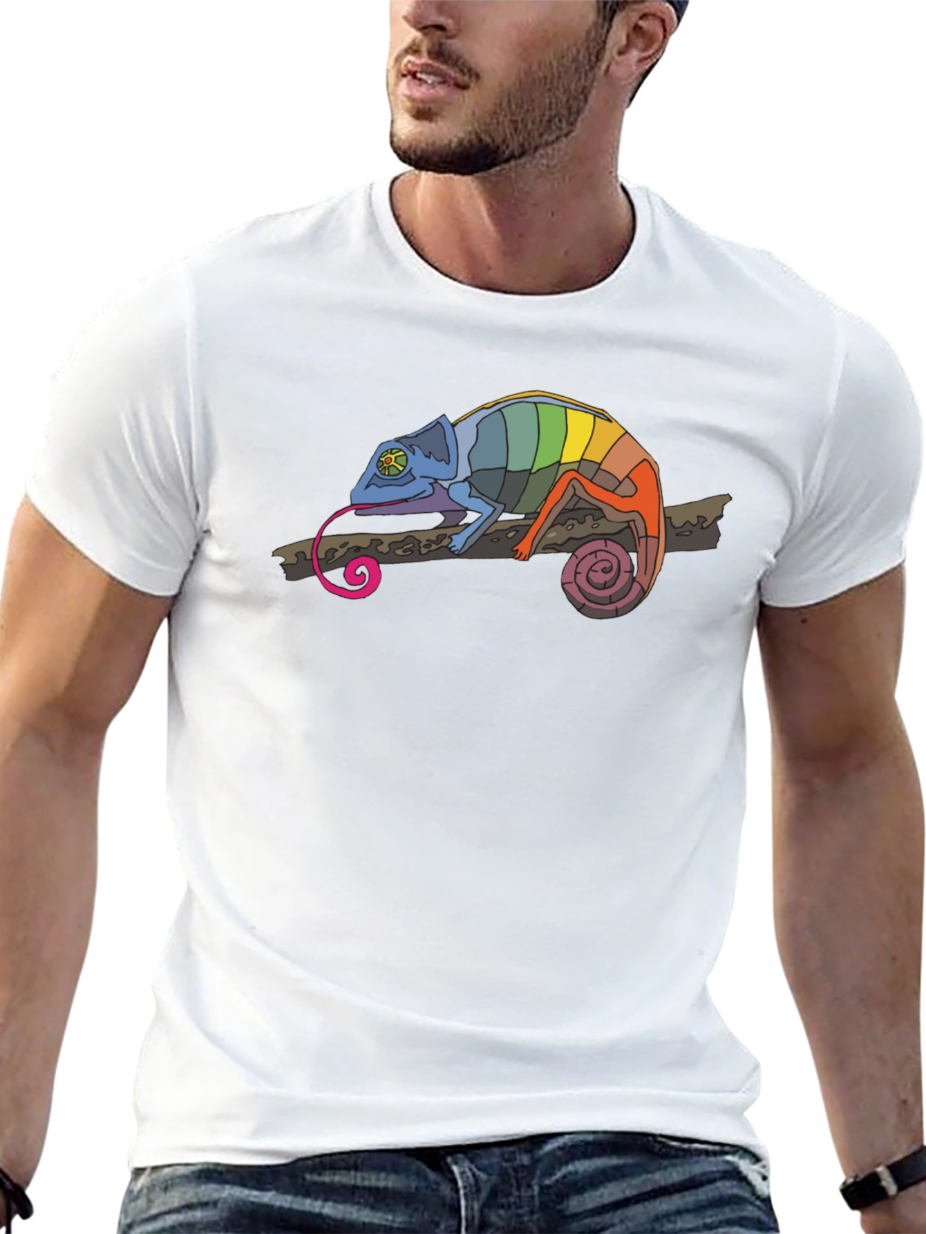 Rainbow Chameleon Black T-Shirt