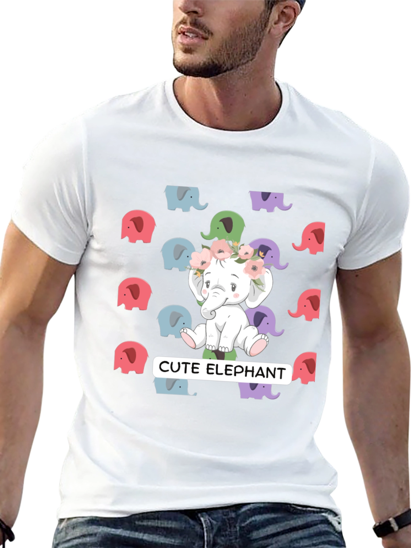Cute Elephant Graphic Tee - Unisex Black T-Shirt