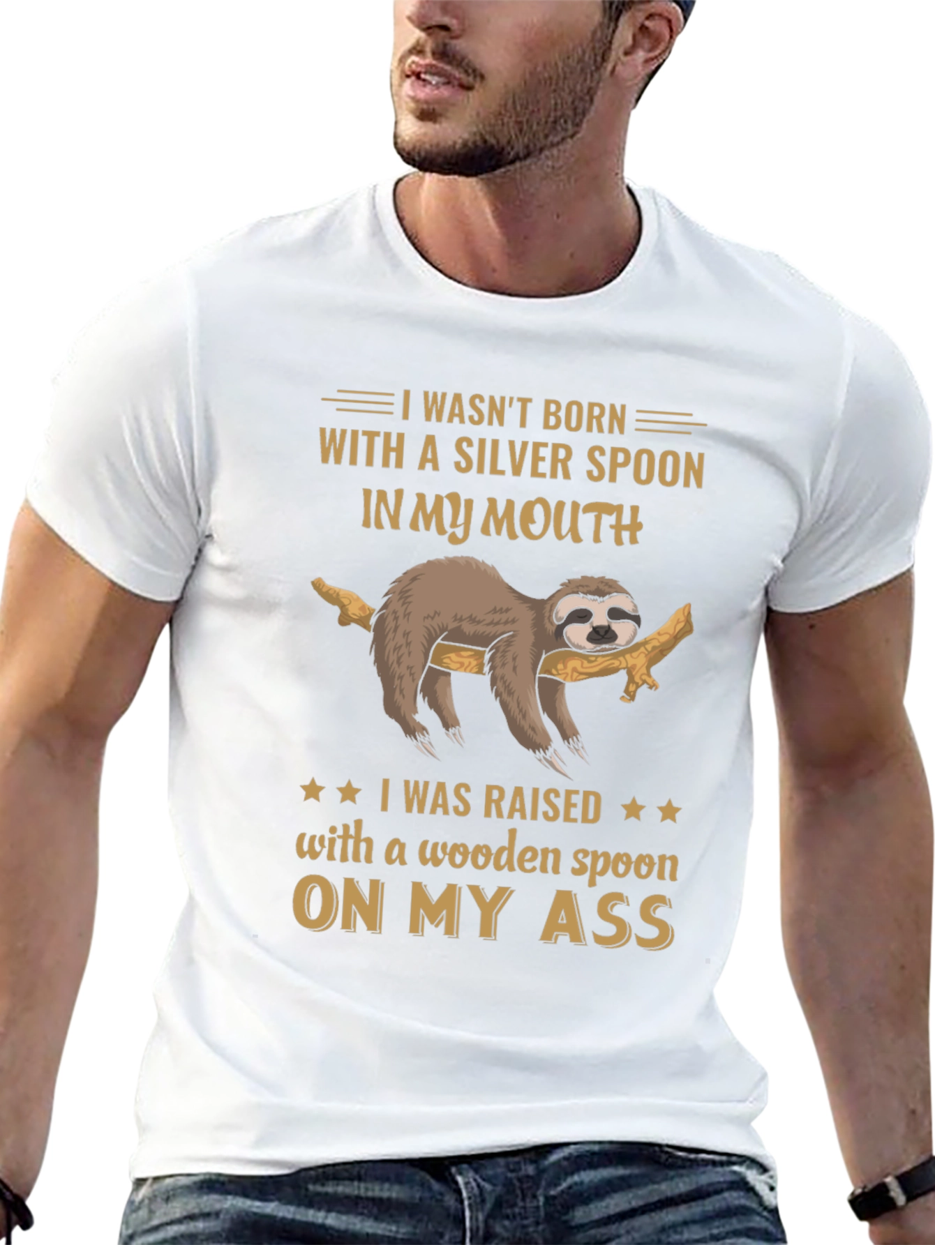 Funny Sloth T-Shirt: Wooden Spoon Cheeky Design