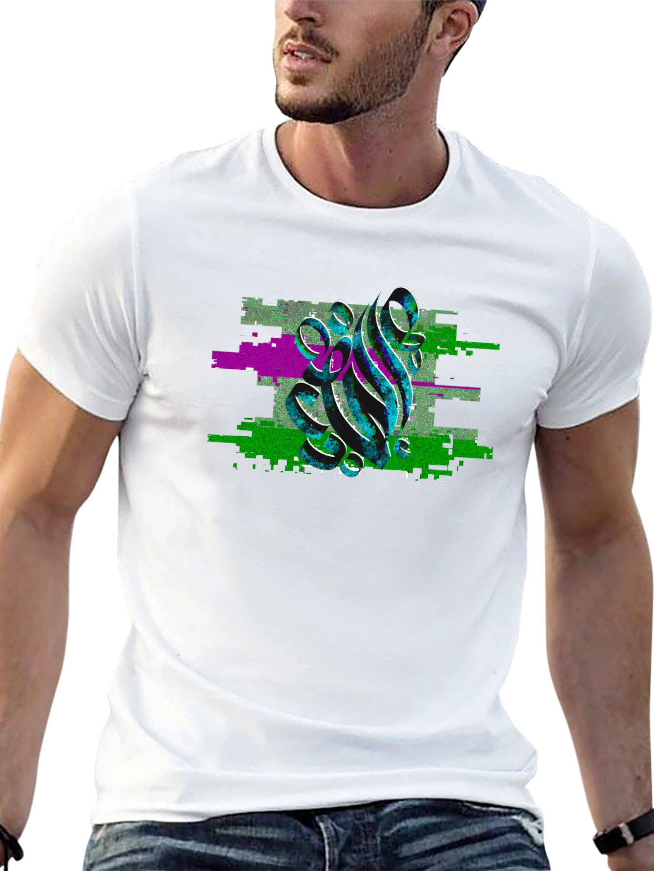 Glitch Art Graphic Black T-Shirt