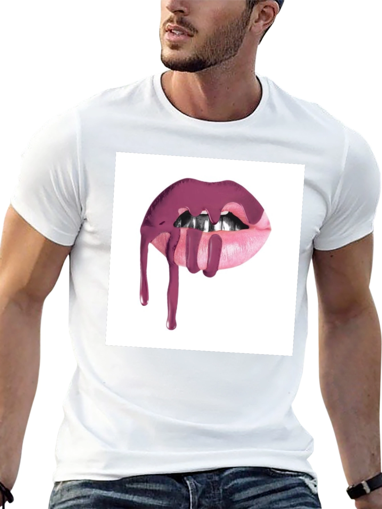 Lips Dripping Black T-Shirt - Modern Graphic Tee