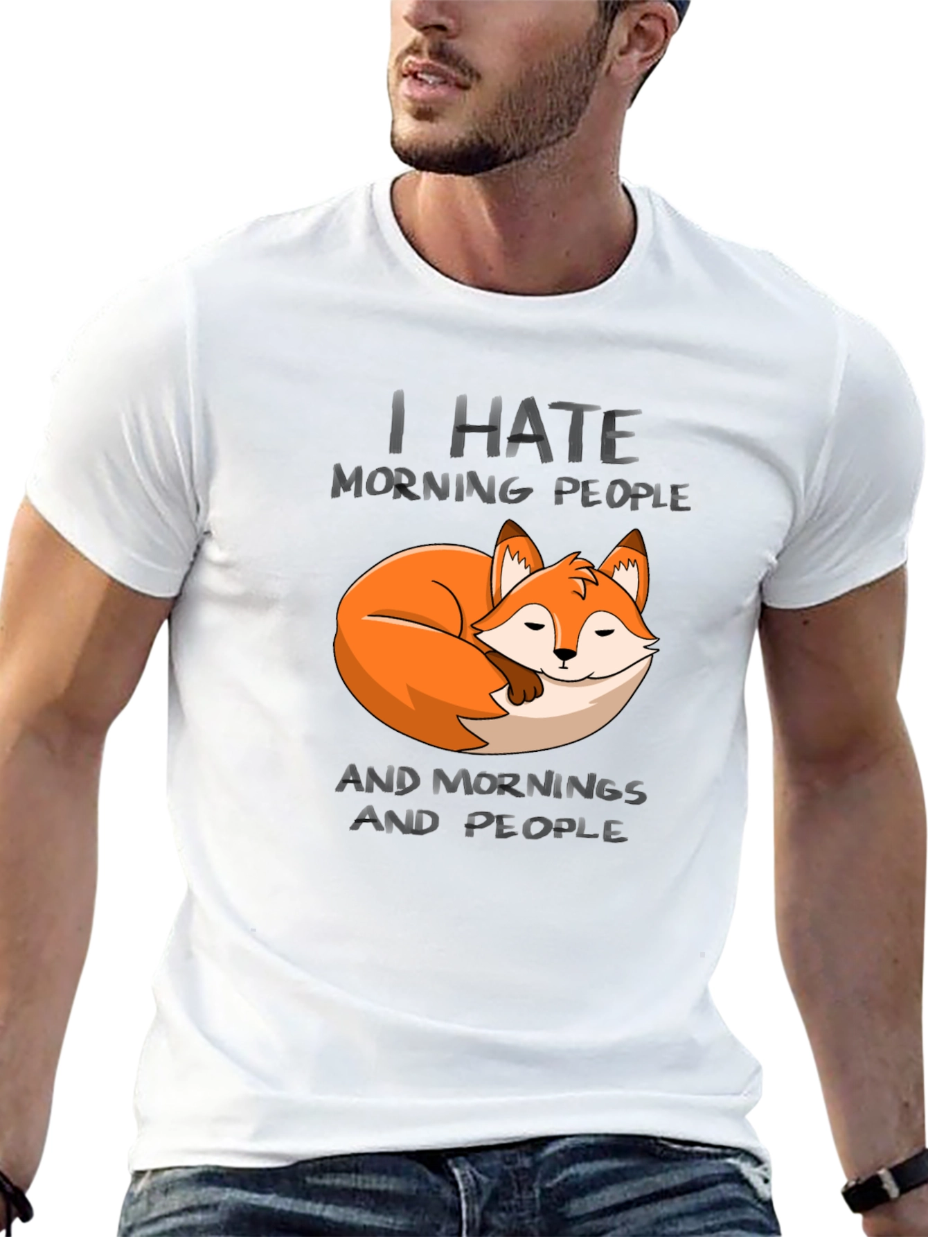 I Hate Morning People Fox Graphic T-Shirt