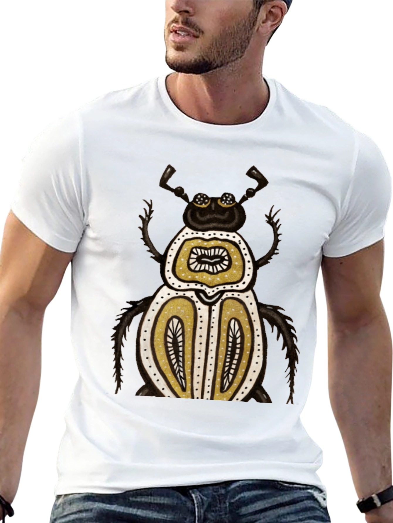Unique Beetle Graphic Tee - Black Cotton T-Shirt