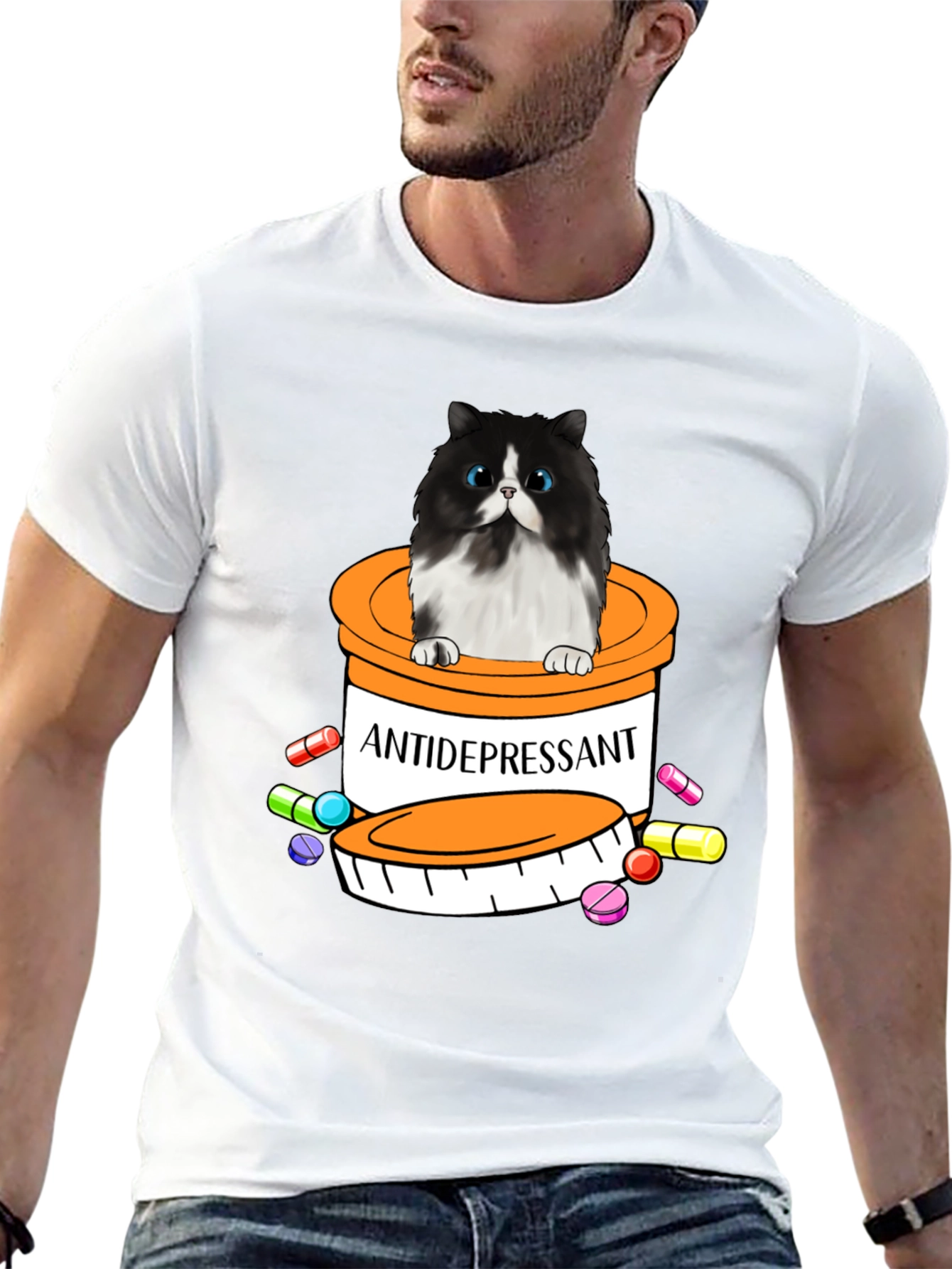 Antidepressant Cat T-Shirt - Funny Novelty Tee