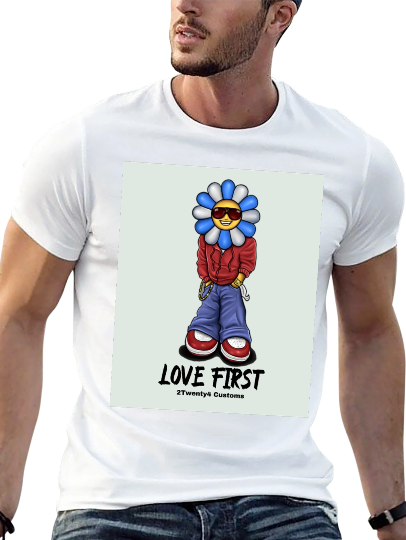 Love First Graphic Tee - Black Cotton T-Shirt