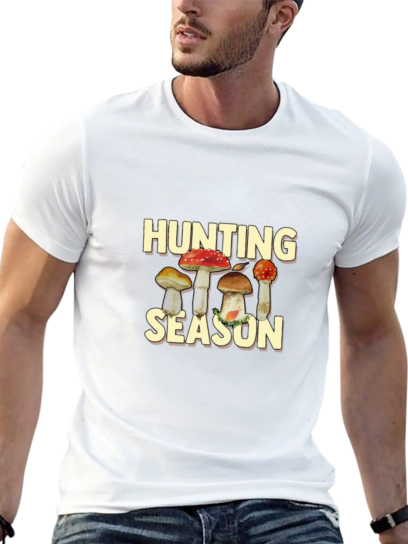 Hunting Season Mushroom Graphic Tee - Black