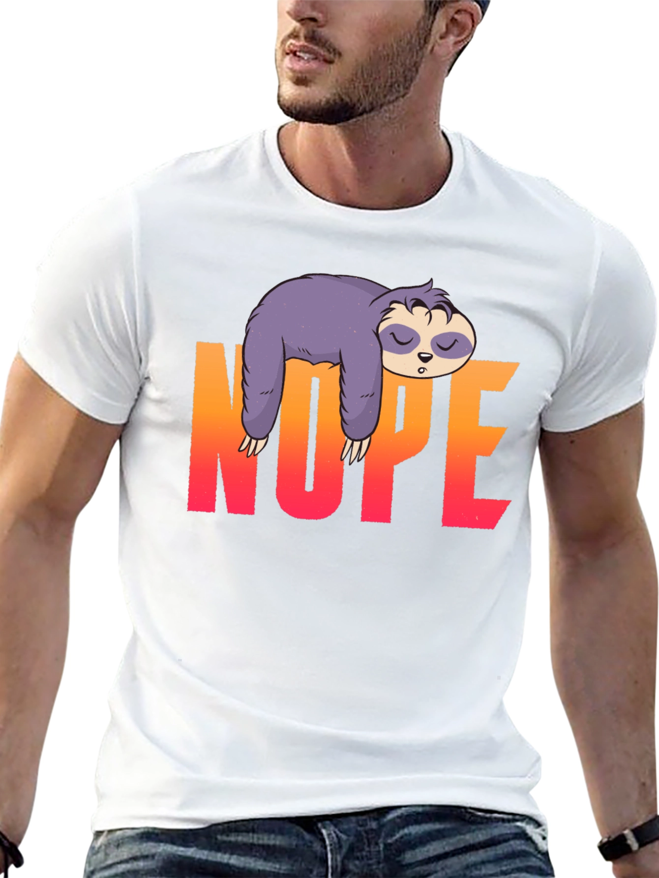 Nope Sloth Graphic T-Shirt - Lazy Days