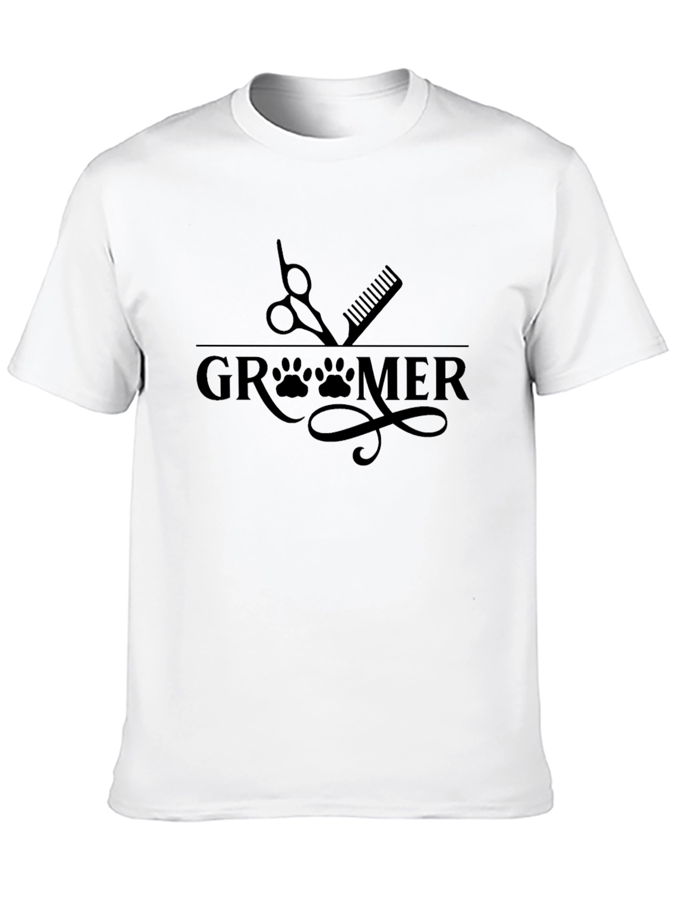 Groomer Graphic T-Shirt Dog Paw Prints Pet Grooming