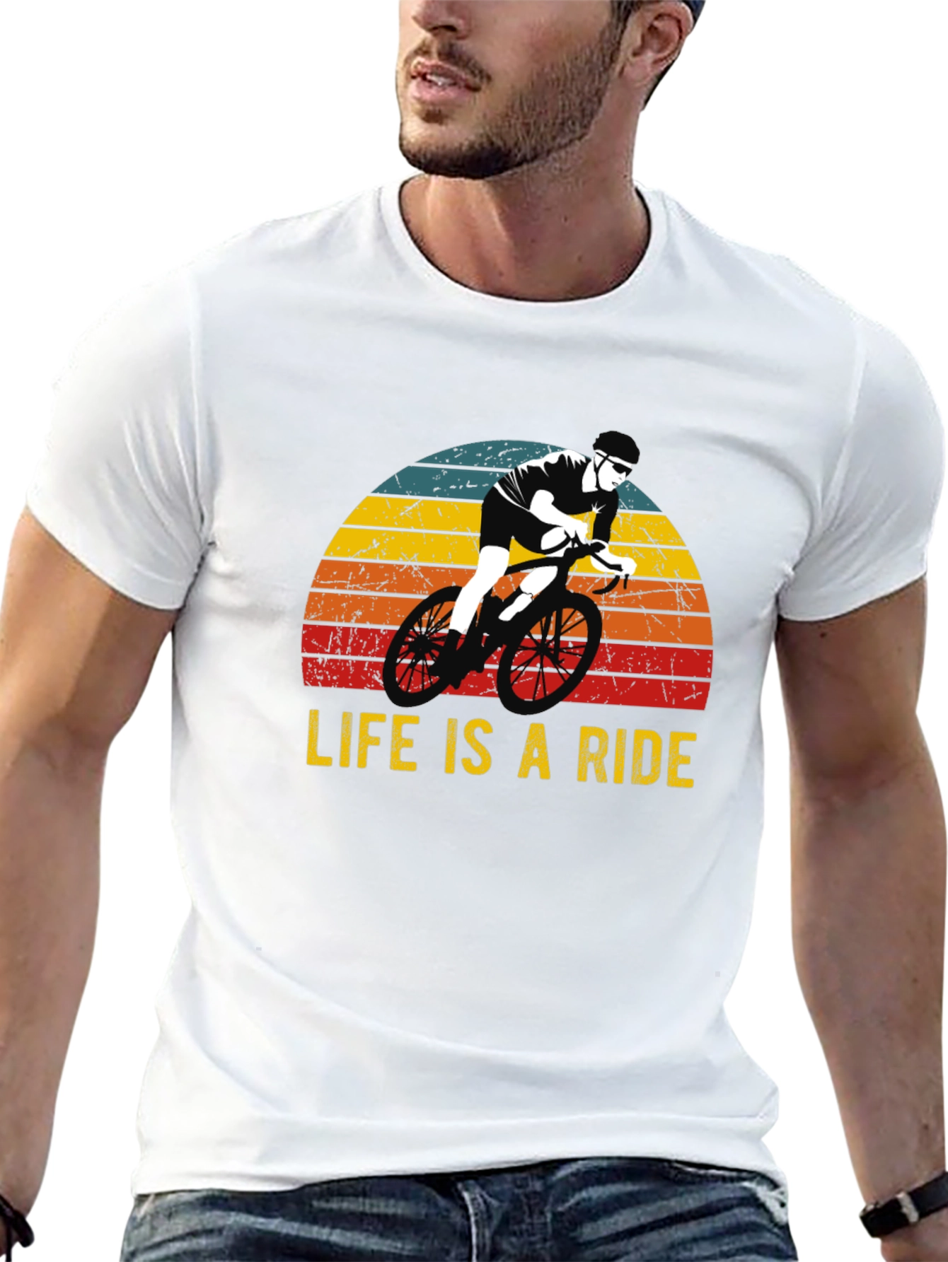 Life is a Ride Cycling T-Shirt - Retro Style