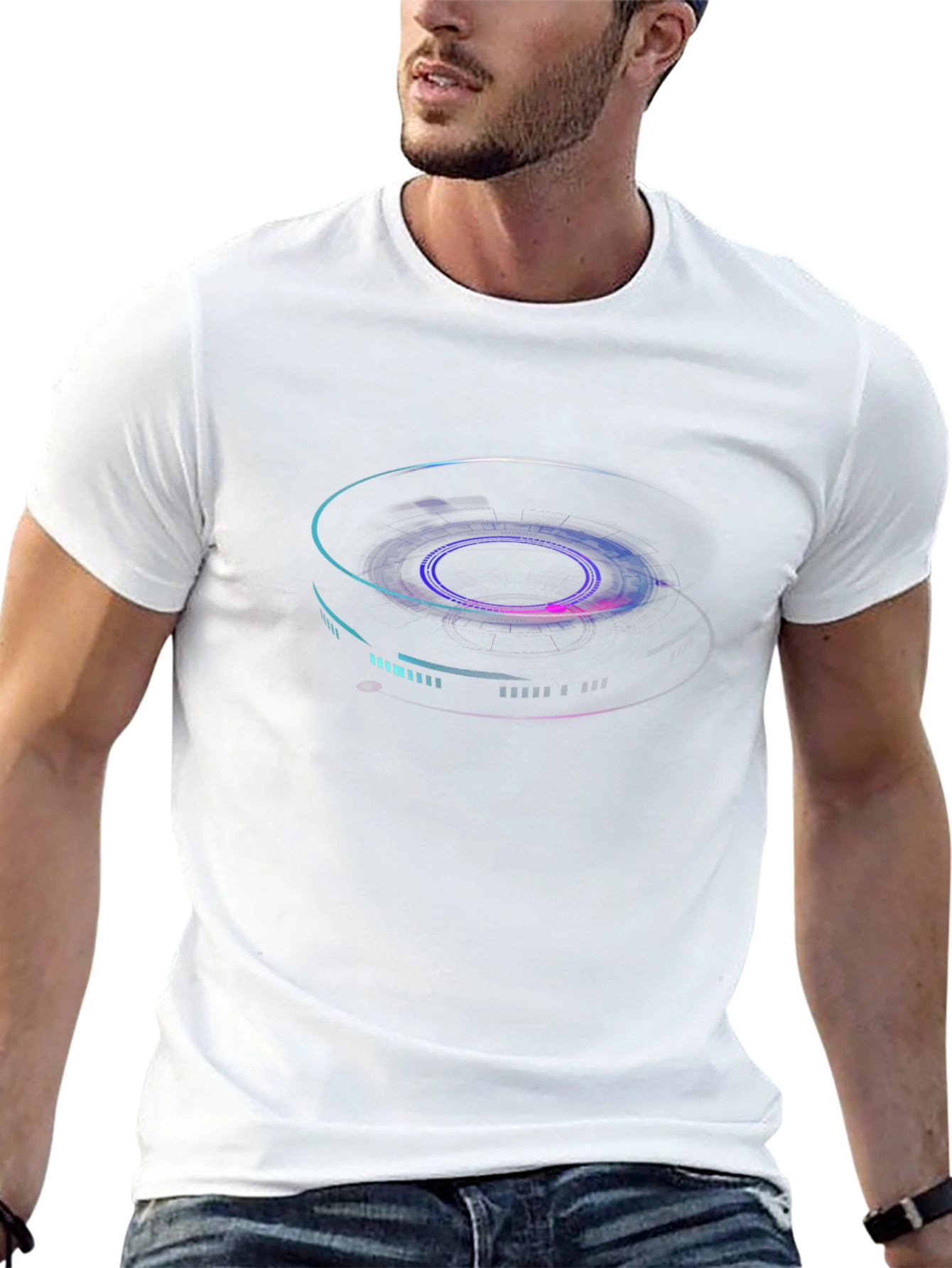 Abstract Neon Graphic Print Black T-Shirt