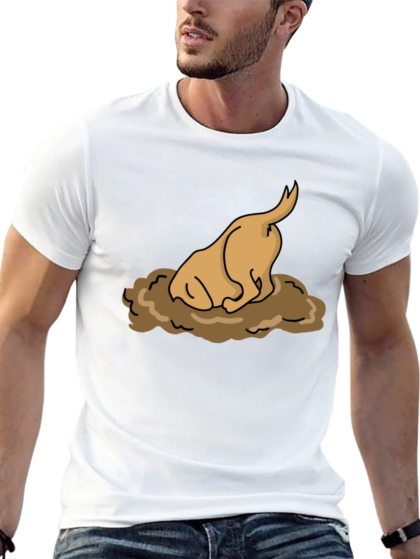 Dog Digging Funny Graphic T-Shirt