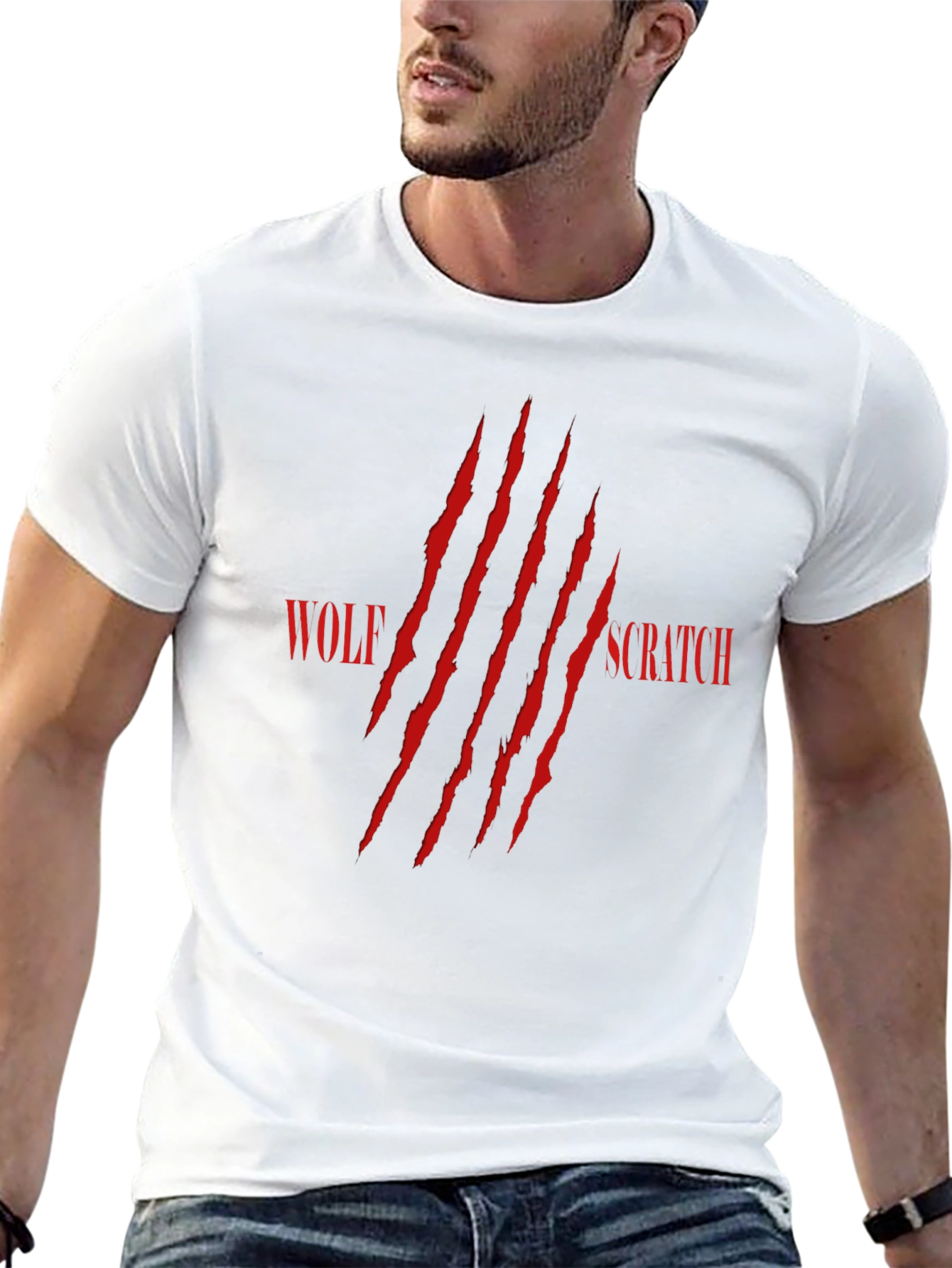 Wolf Scratch Graphic Print T-Shirt