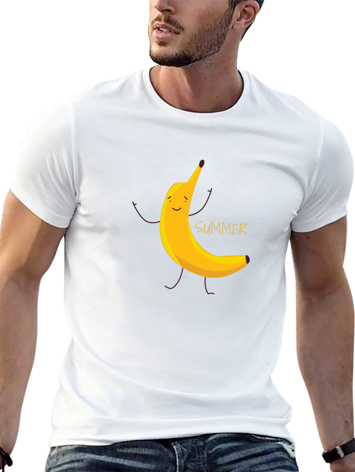 Summer Banana Graphic Tee - Black Cotton T-Shirt