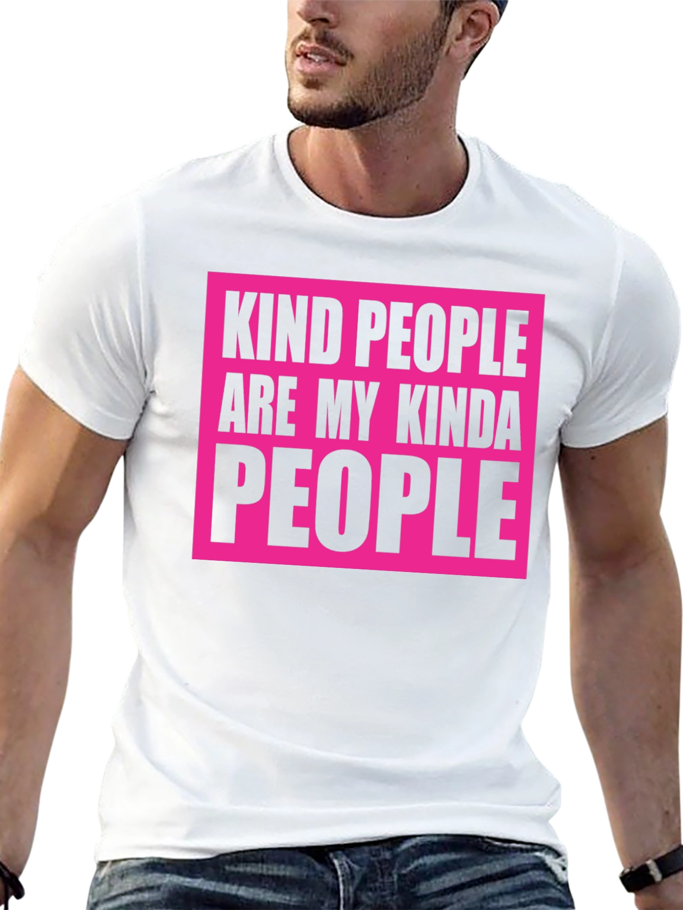 Kind People T-Shirt - Black with Bold Pink Design