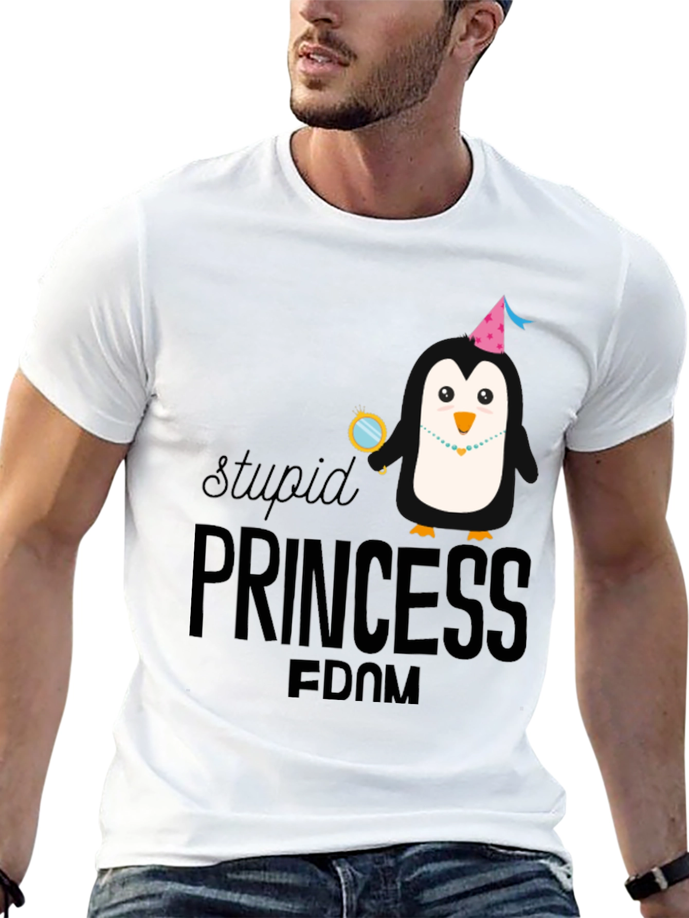 Stupid Princess Penguin Graphic T-Shirt