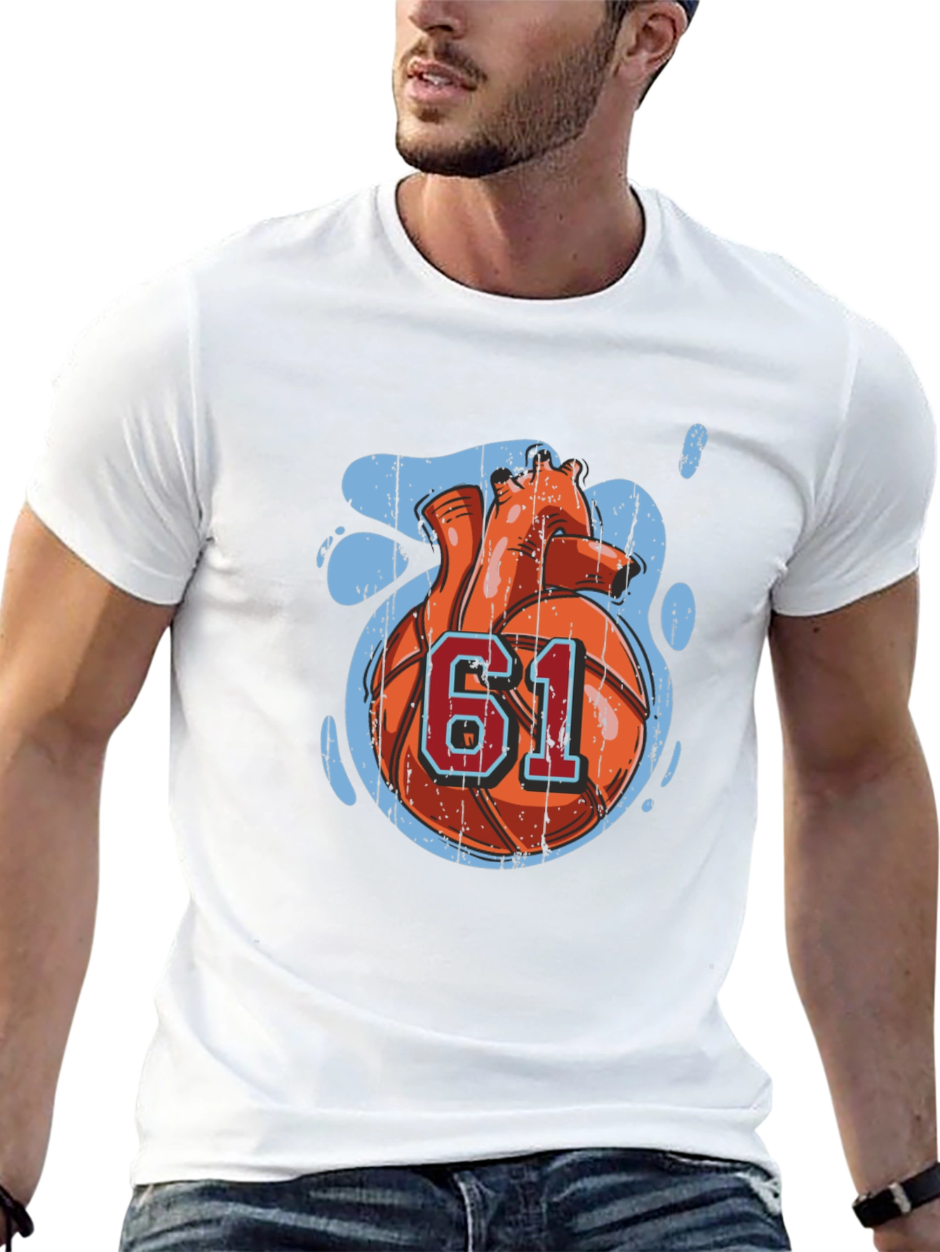 Basketball Heart Number 61 Graphic Tee