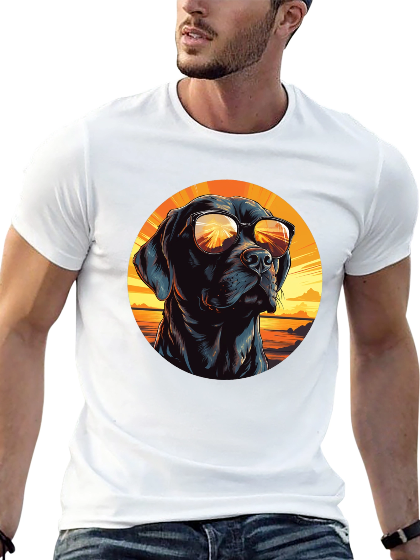 Cool Dog with Sunglasses Black T-Shirt