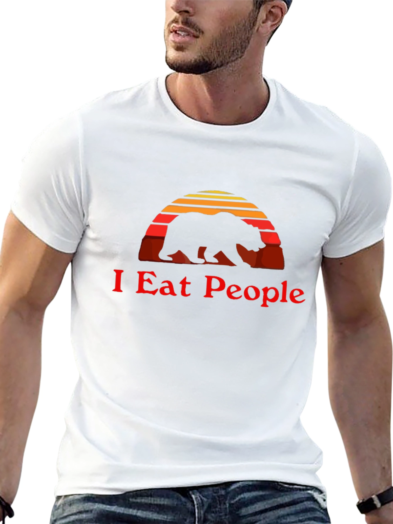 Funny Bear I Eat People T-Shirt Black