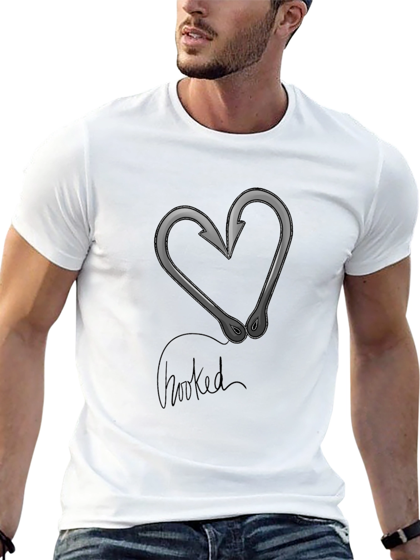 Hooked Heart Graphic T-Shirt - Black Cotton Tee