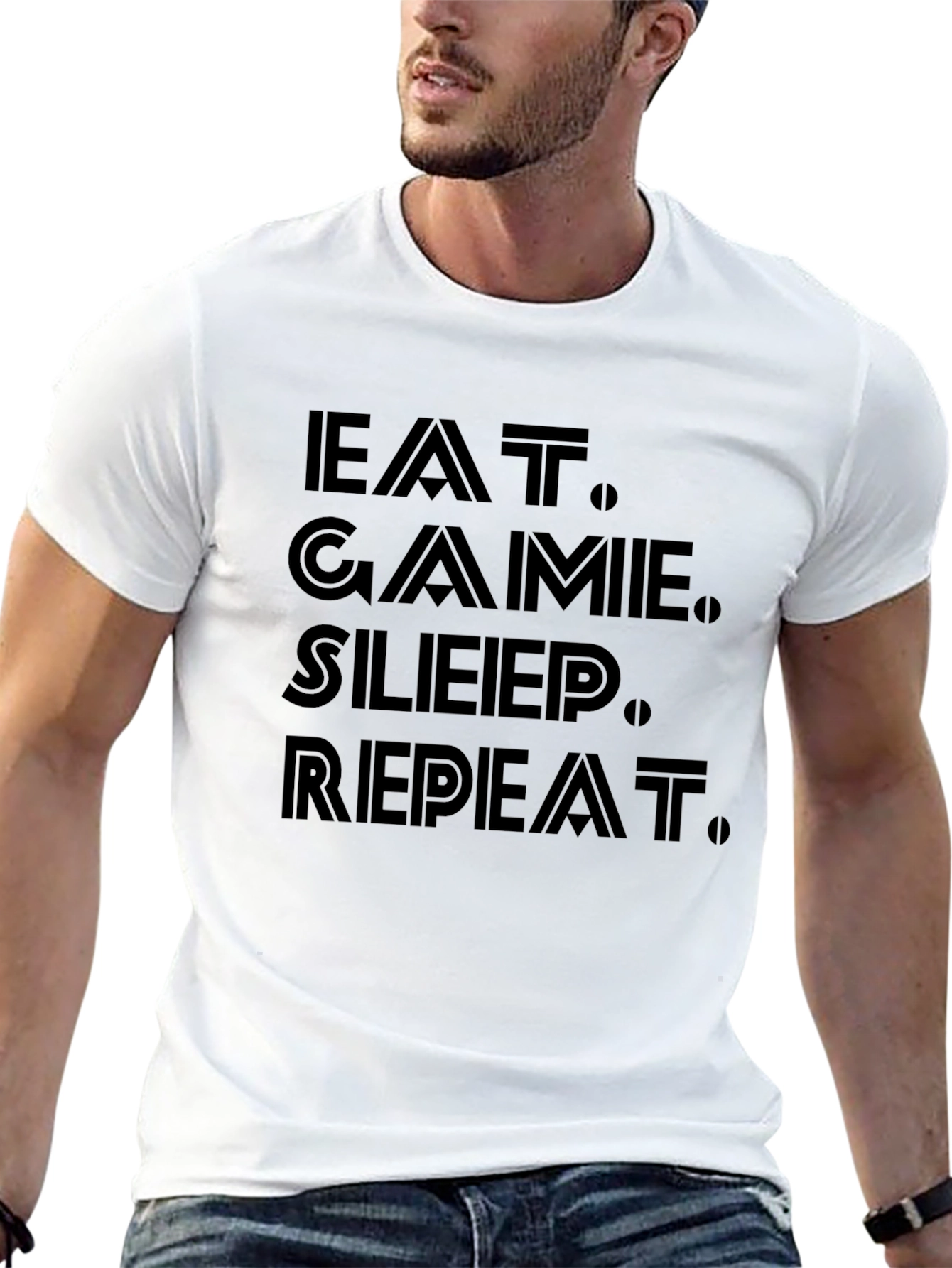 Eat Game Sleep Repeat Black Graphic Tee