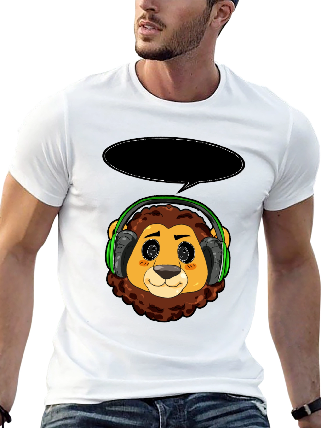 Lion Headphone T-Shirt - Fun & Stylish Graphic Tee