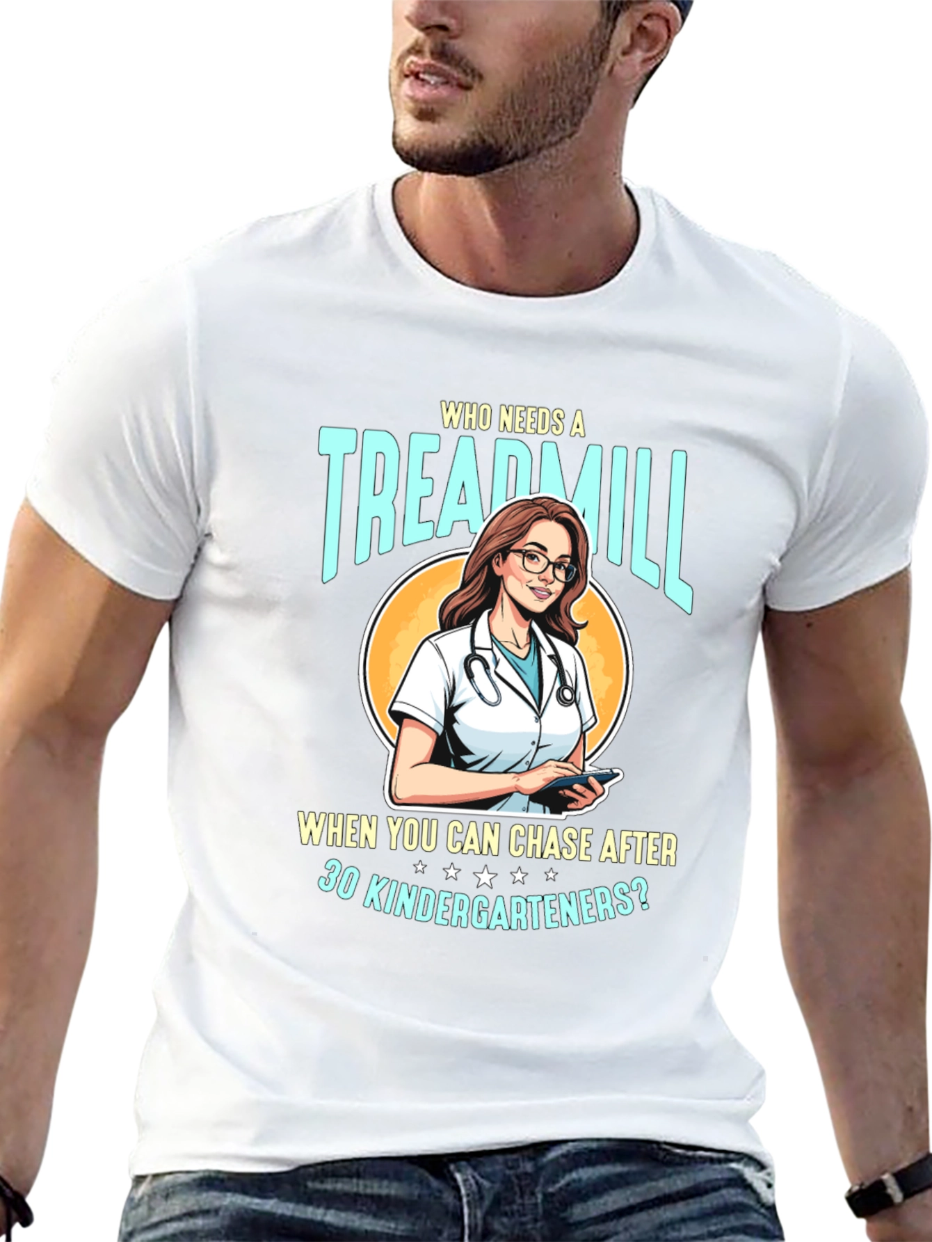 Funny Teacher T-Shirt - Treadmill Kindergarten