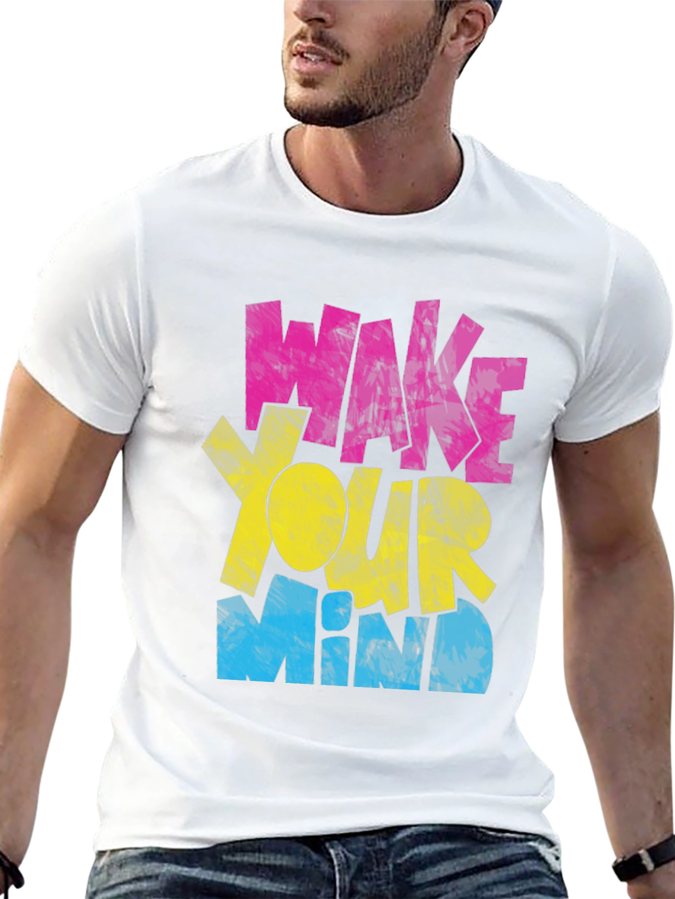 Wake Your Mind Graphic Print Mens T-Shirt