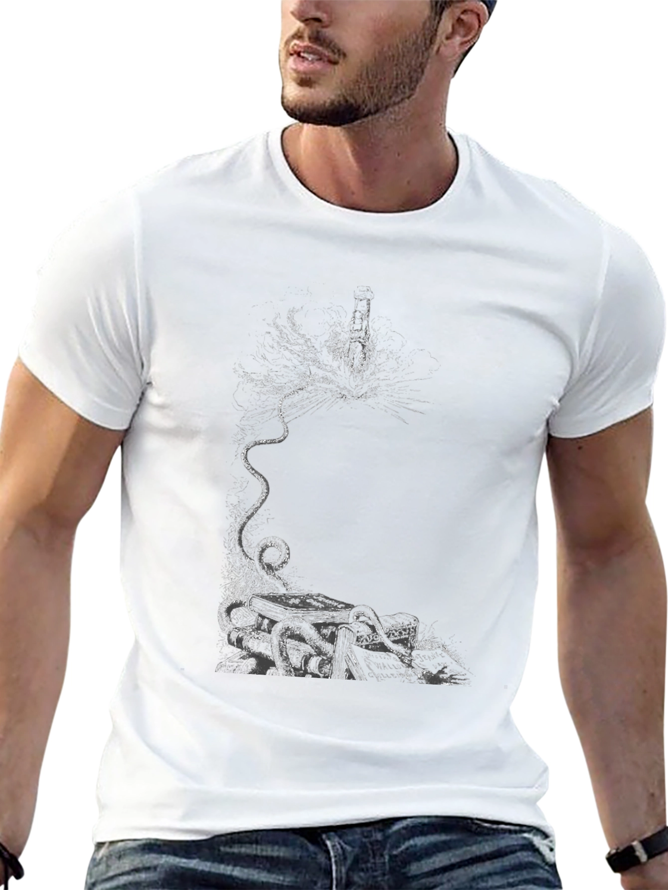 Abstract Cat Graphic Black T-Shirt