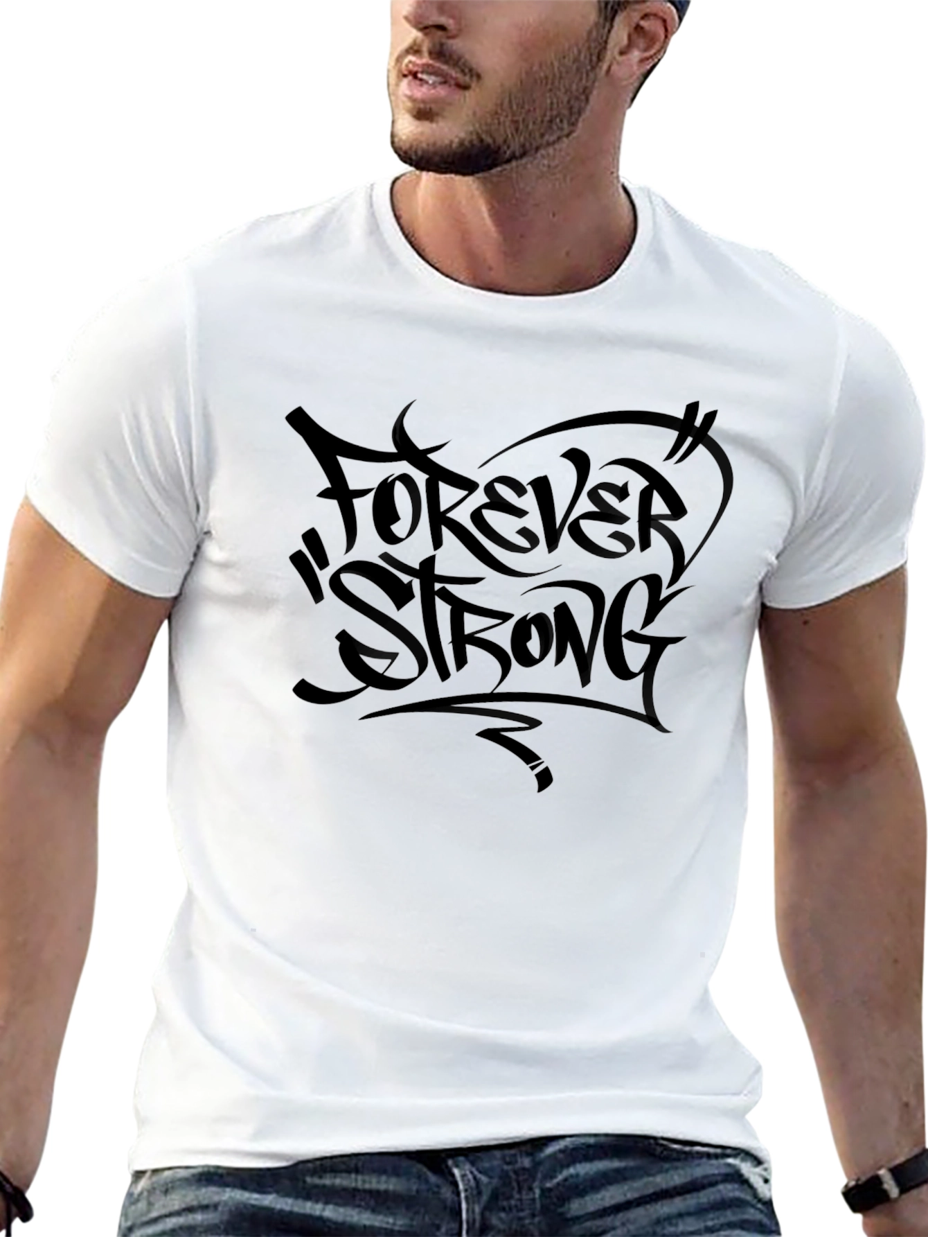 Forever Strong Black Graphic T-Shirt