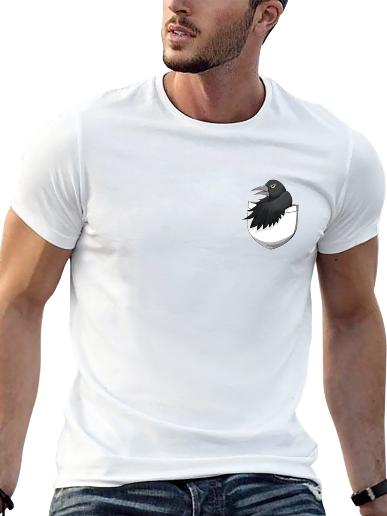 Raven in Pocket Graphic Tee - Black