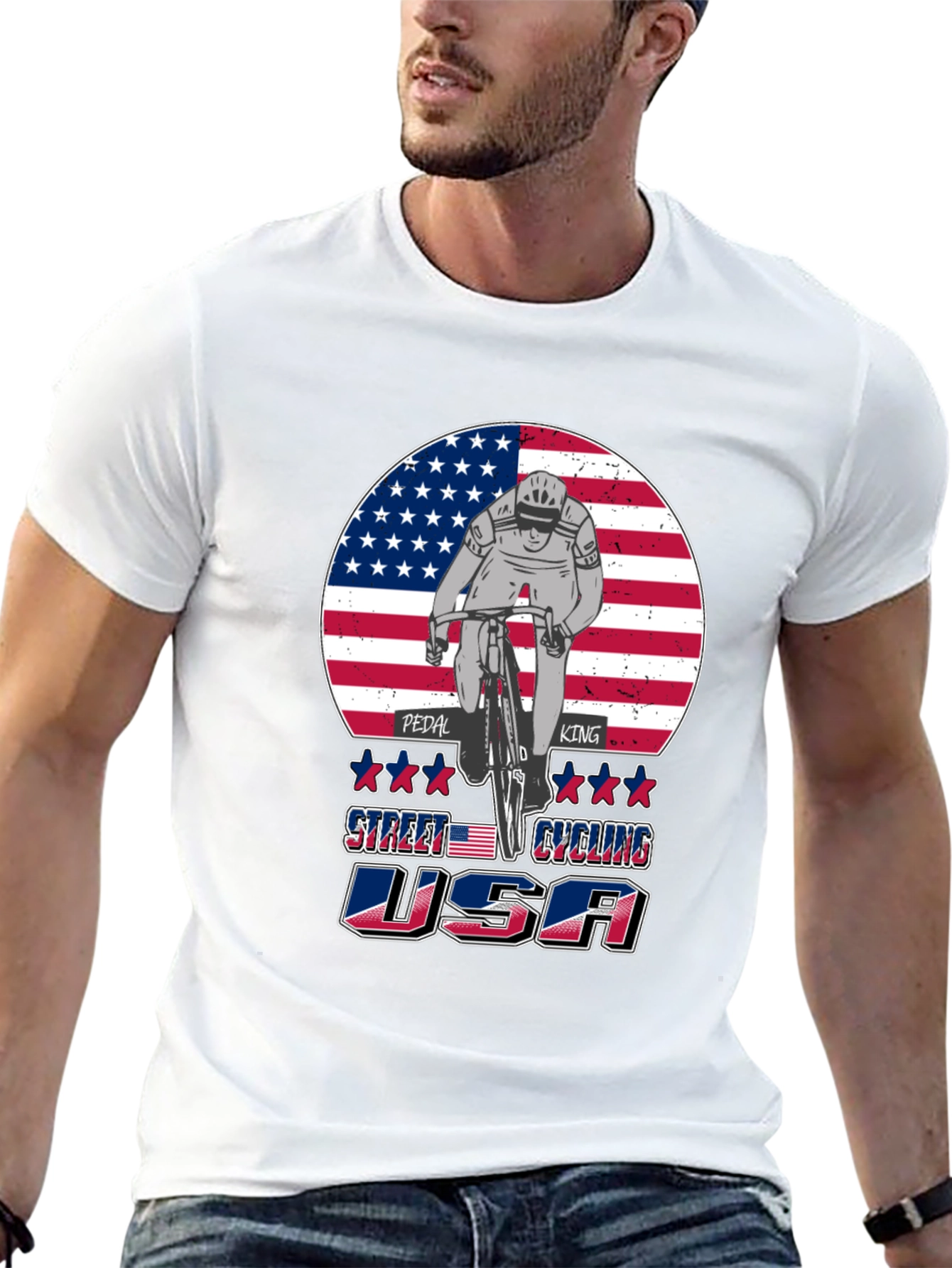 Patriotic Cycling T-Shirt - Pedal King USA