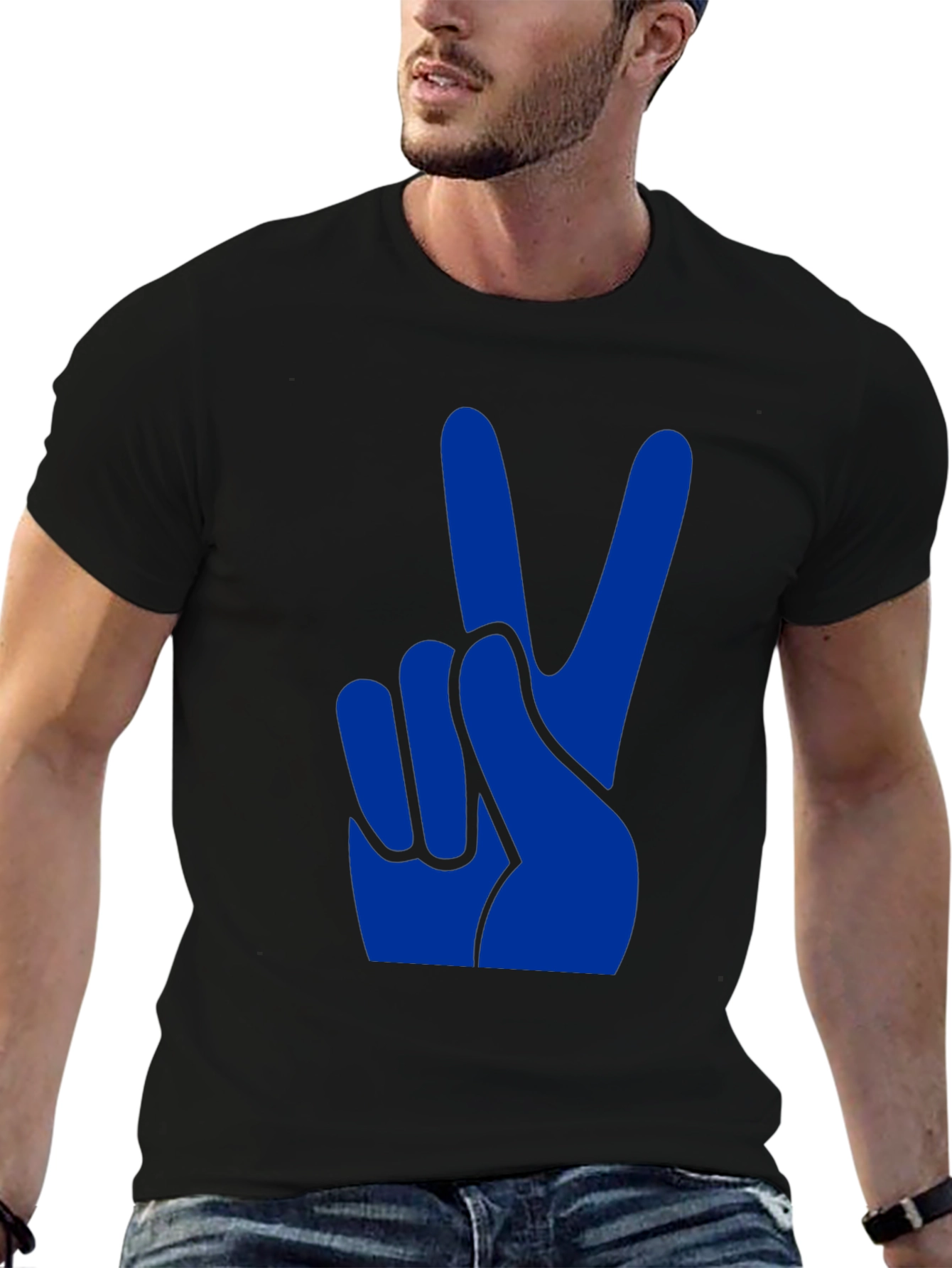 Peace Sign Graphic Tee - Black Cotton T-Shirt