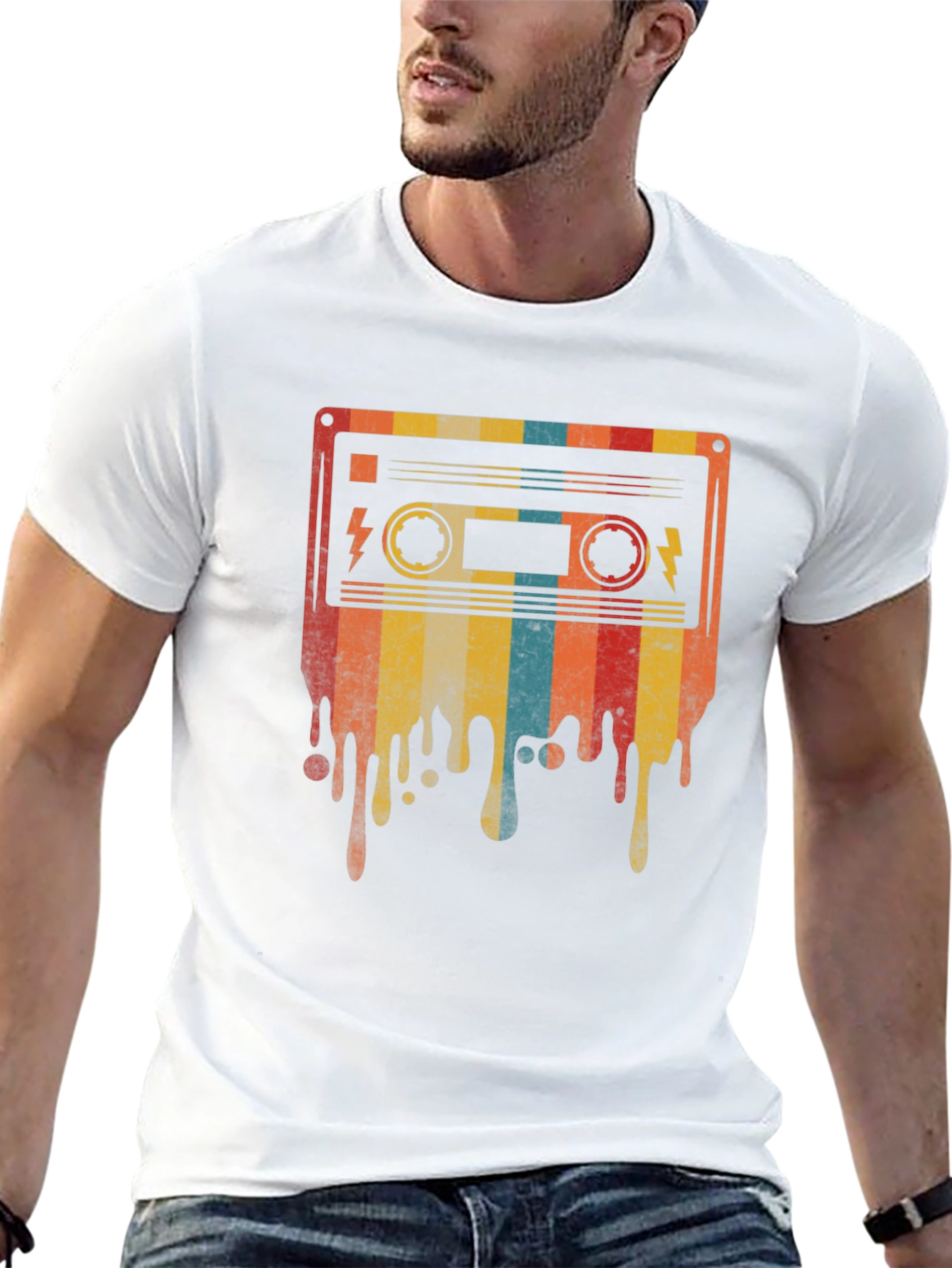 Retro Cassette Tape Drip Graphic T-Shirt
